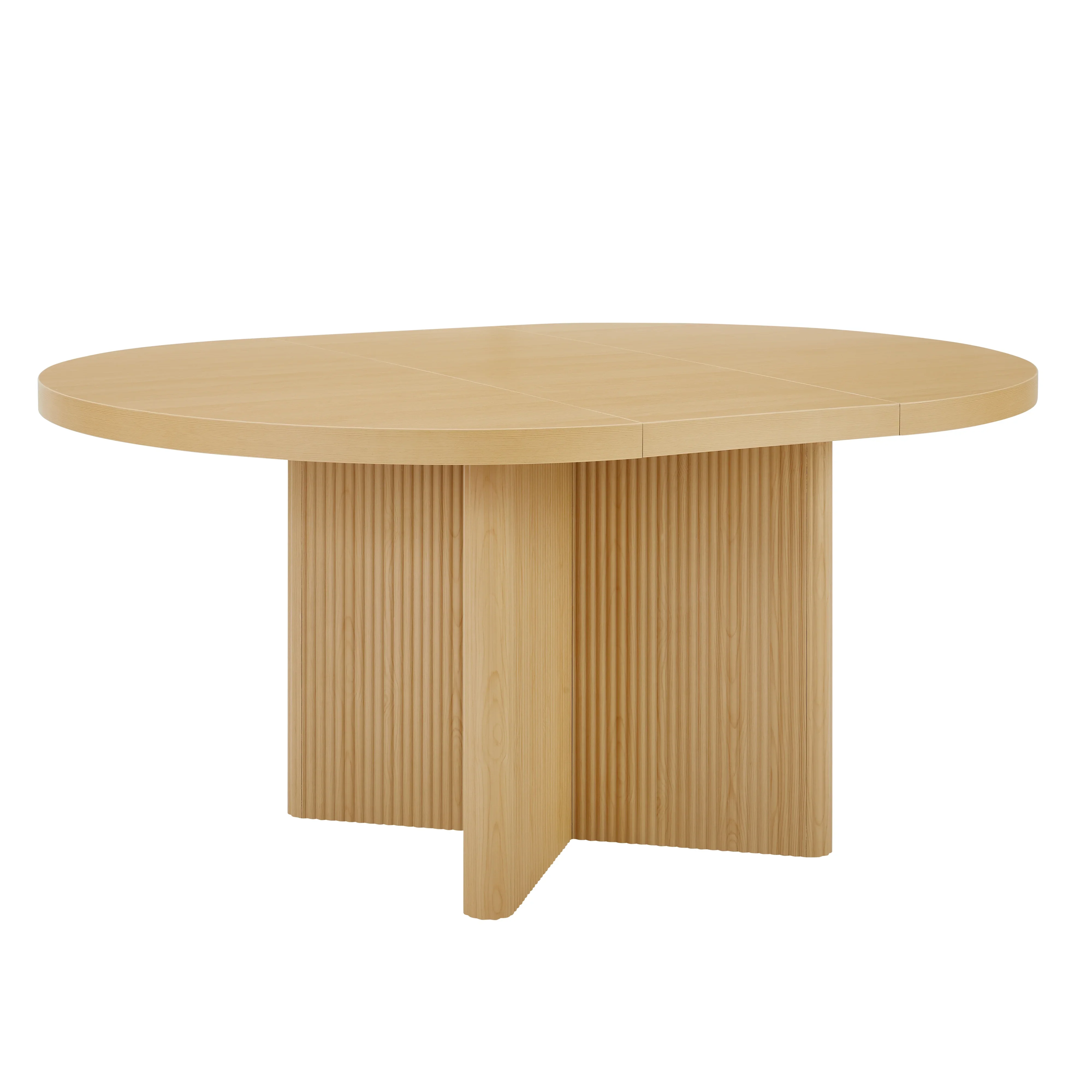 Better Homes & Gardens Lillian Fluted Round Expandable Dining Table for Kitchen, Natural Pine