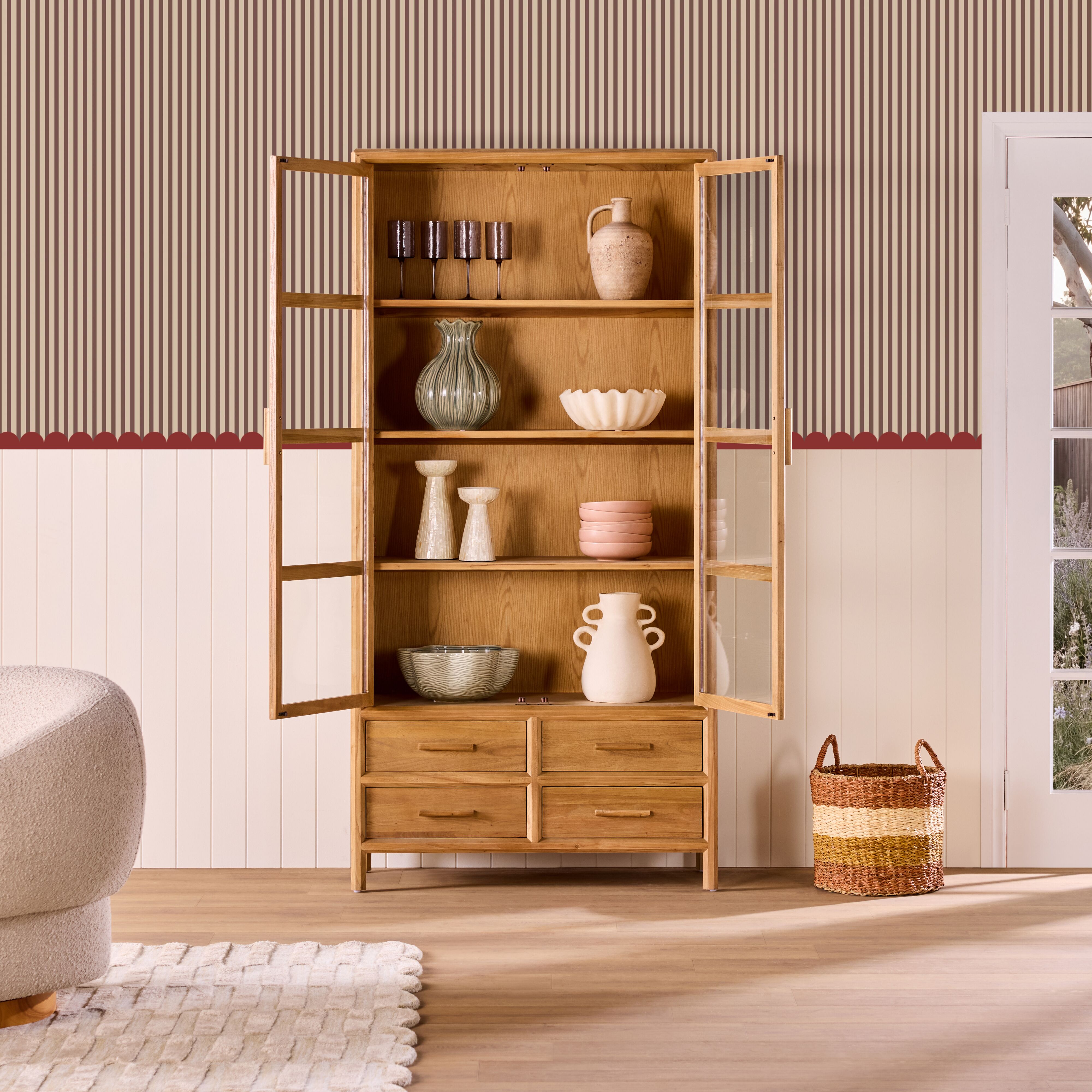 Marlie Elm Display Cabinet