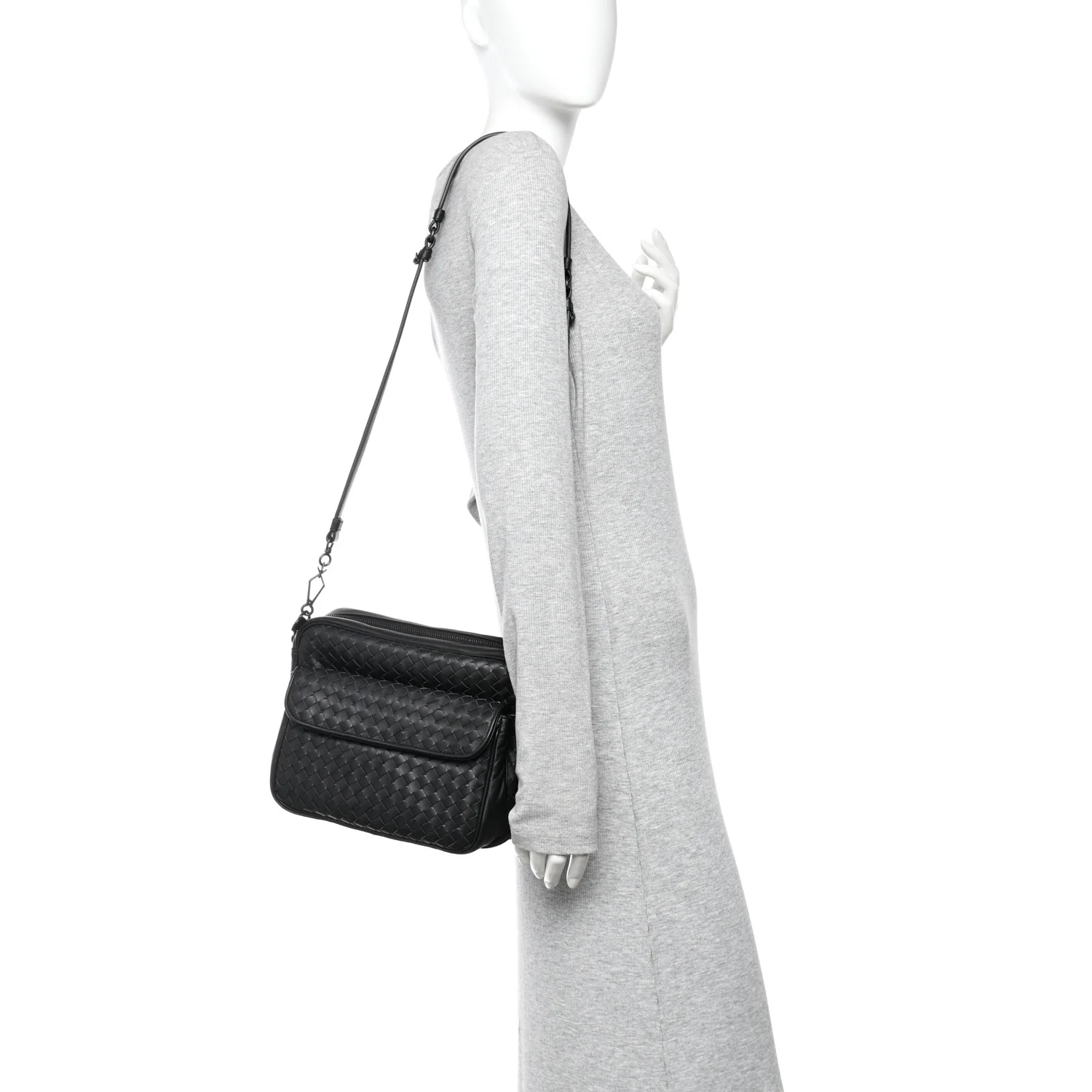 Nappa Intrecciato Messenger Bag Black