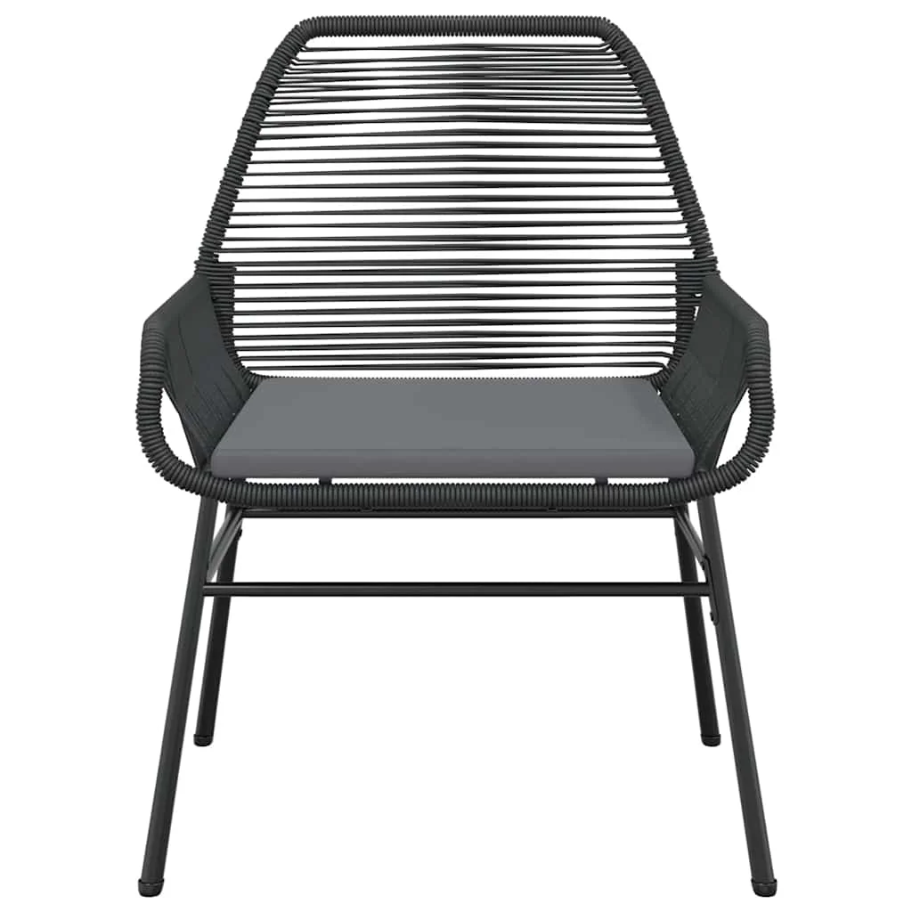 Vidaxl 7 Piece Patio Dining Set with Cushions Black Poly Rattan Glass