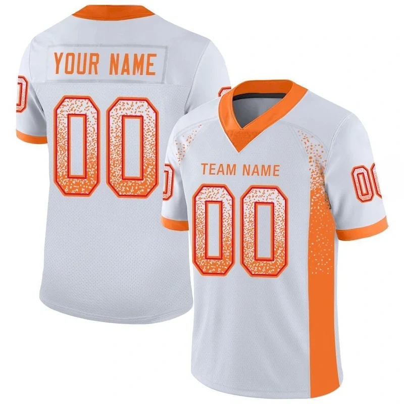 Custom White Orange-Red Mesh Drift Fashion rugby jersey