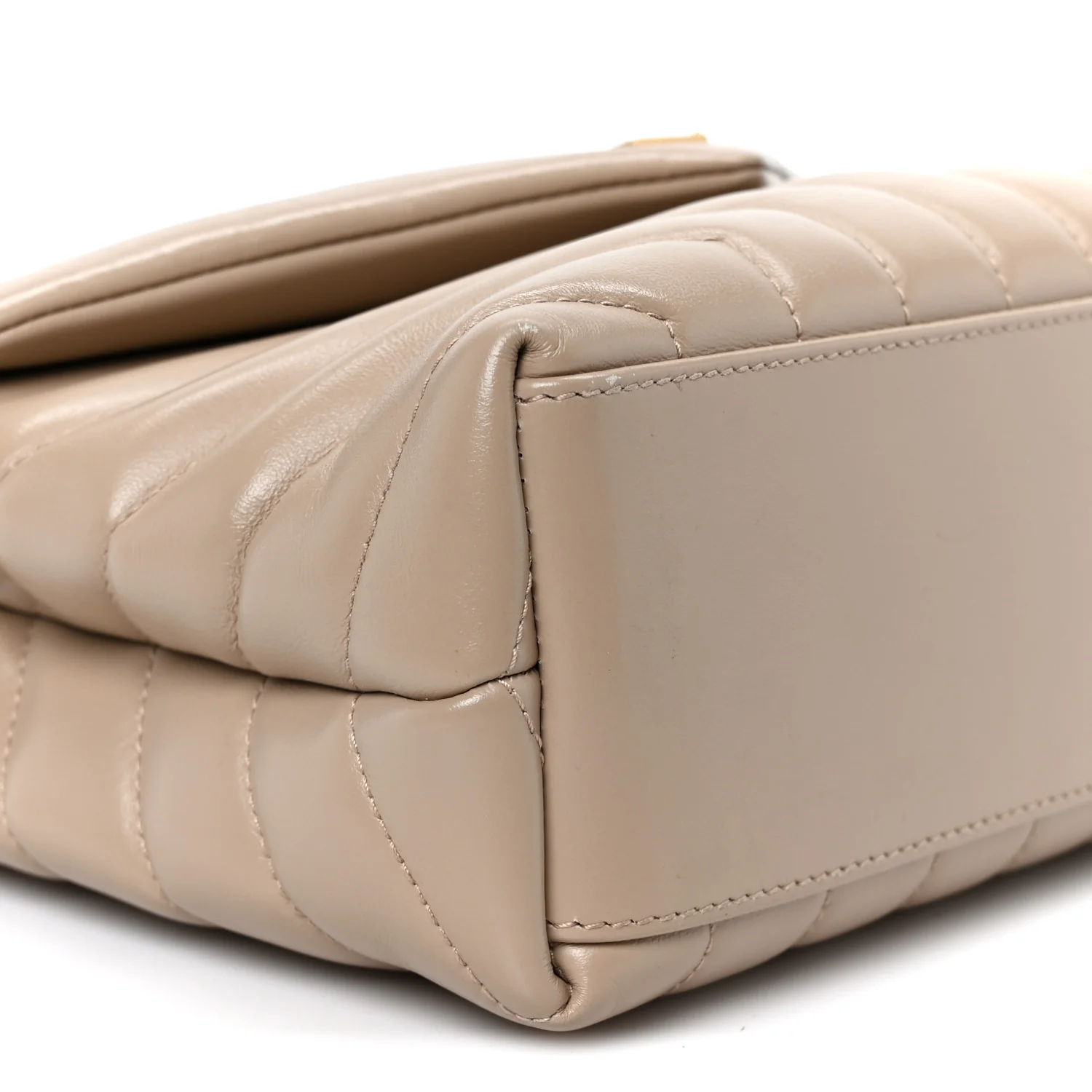 Calfskin Y Quilted Monogram Small Loulou Chain Satchel Dark Beige