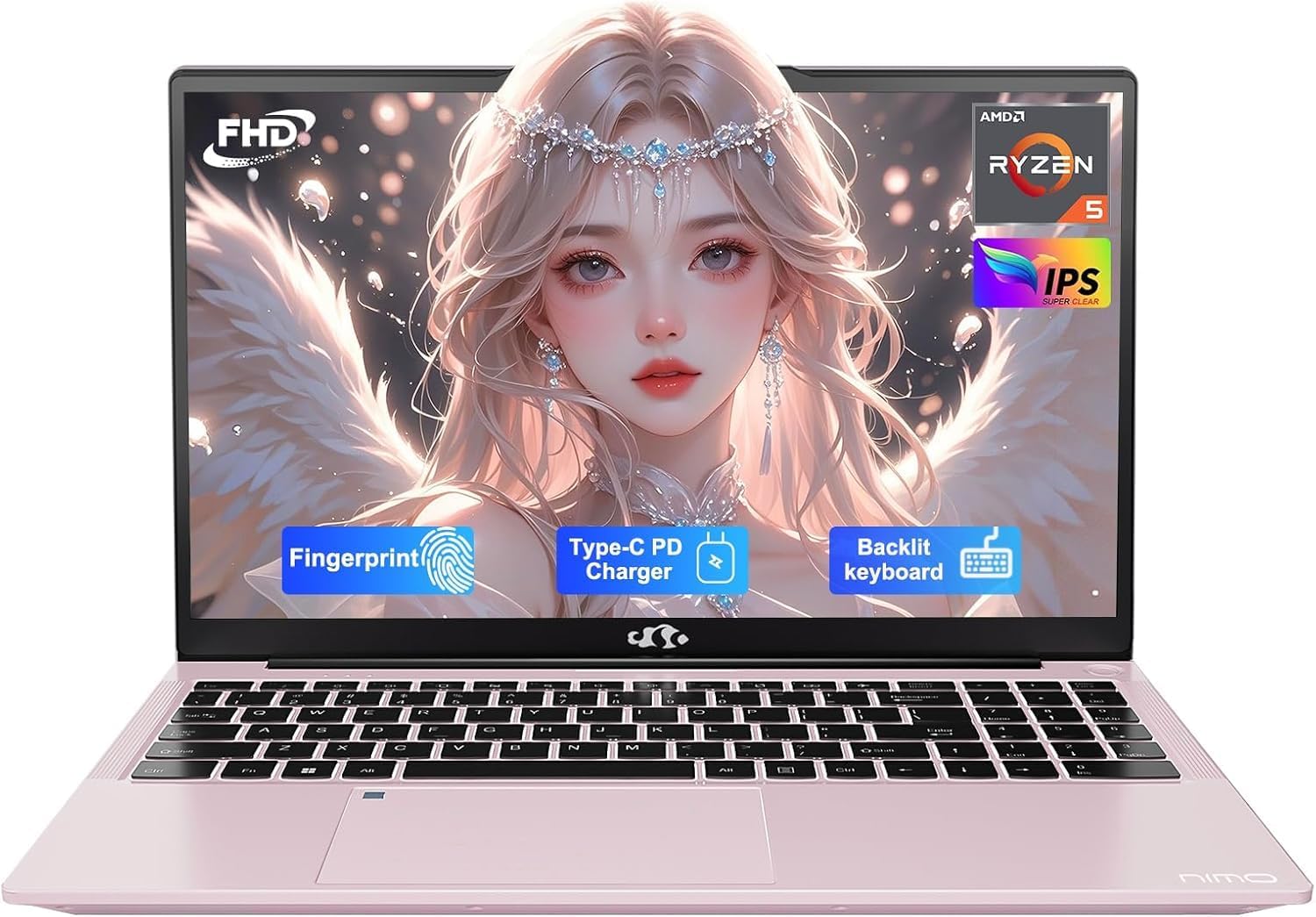 NIMO 15.6'' IPS FHD-Laptop  8GB RAM 256GB SSD AMD Ryzen 5(Beat i5-1135G7  4 Cores Up to 3.7GHz) Student Computer with 2 Years Warranty  65W Type-C  Fingerprint  Backlit Keyboard  BT5.2  Numpad