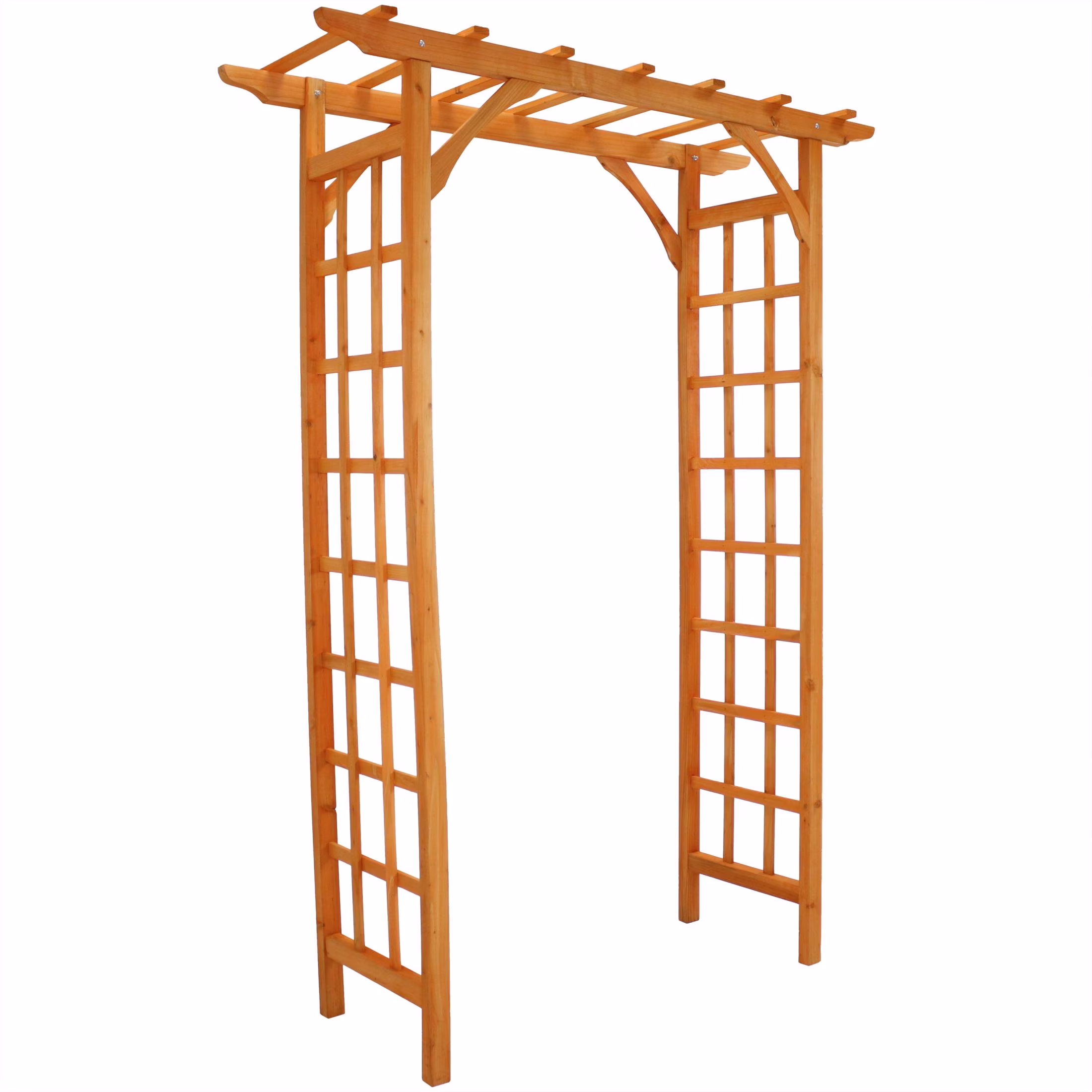 Sunnydaze 78.5 Brown Wooden Garden Arbor Walkway Wedding Arch, Weather-Resistant Finish