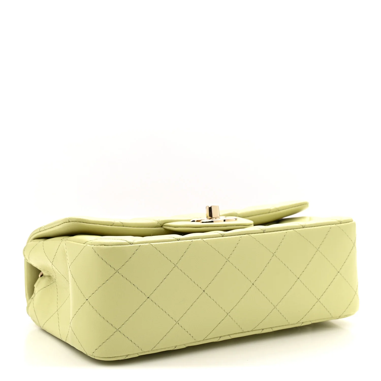 Lambskin Quilted Mini Rectangular Flap Light Green