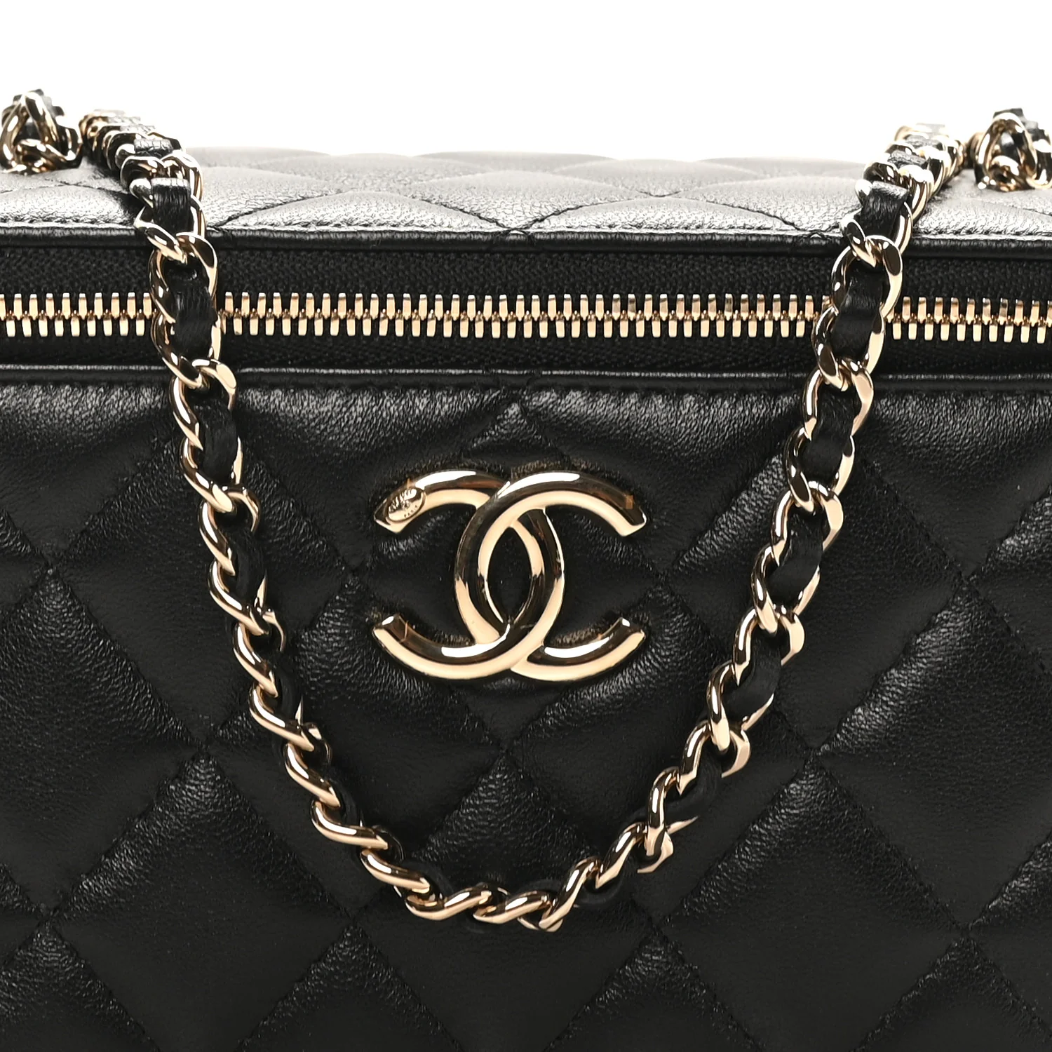 Lambskin Quilted Small CC Vanity Case Black