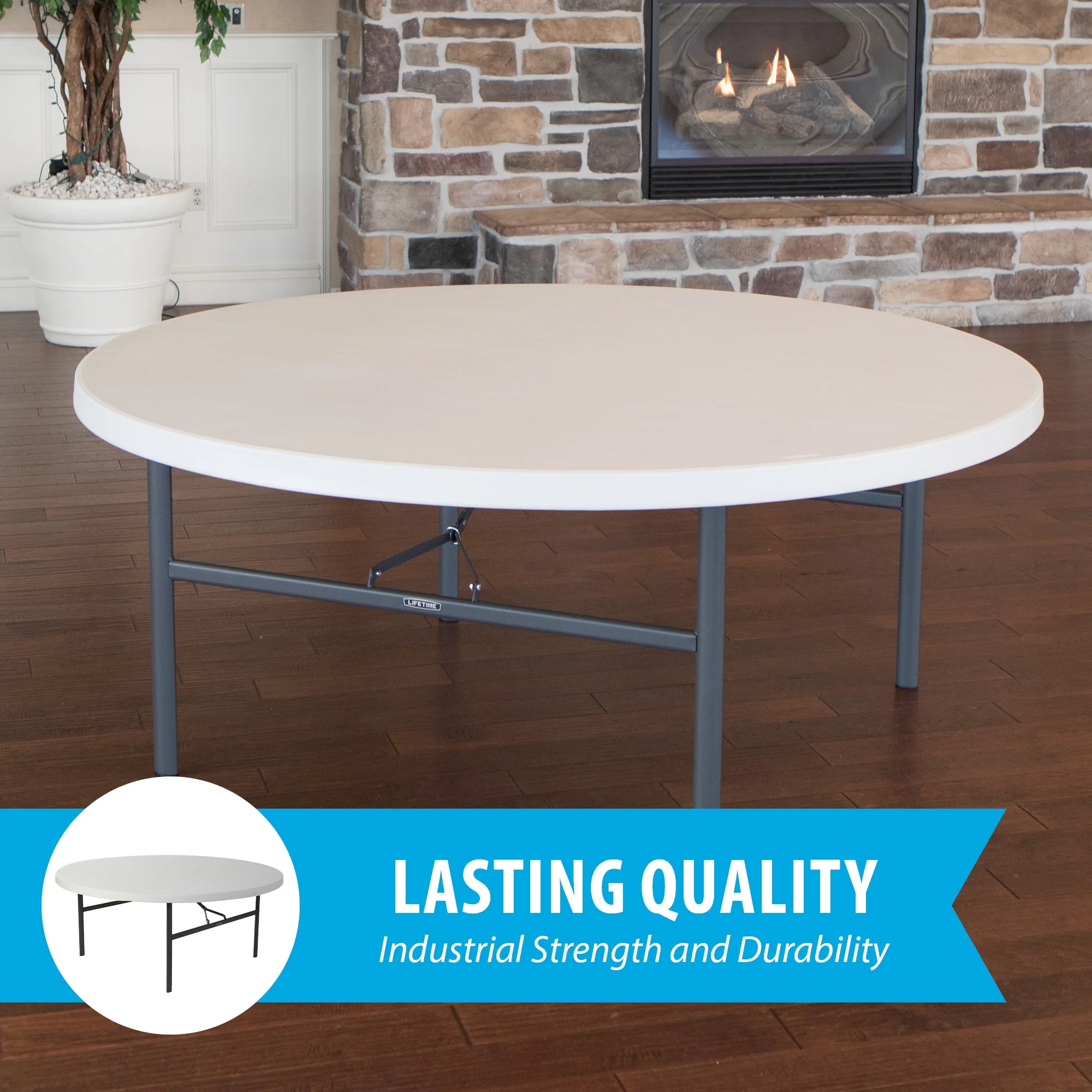 72-Inch Round Table. White Granite 12 Pk (Commercial) 82673 - Image 3