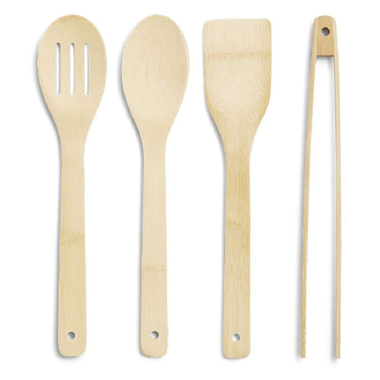 Lot de 4 ustensiles de cuisine dans pot en bambou