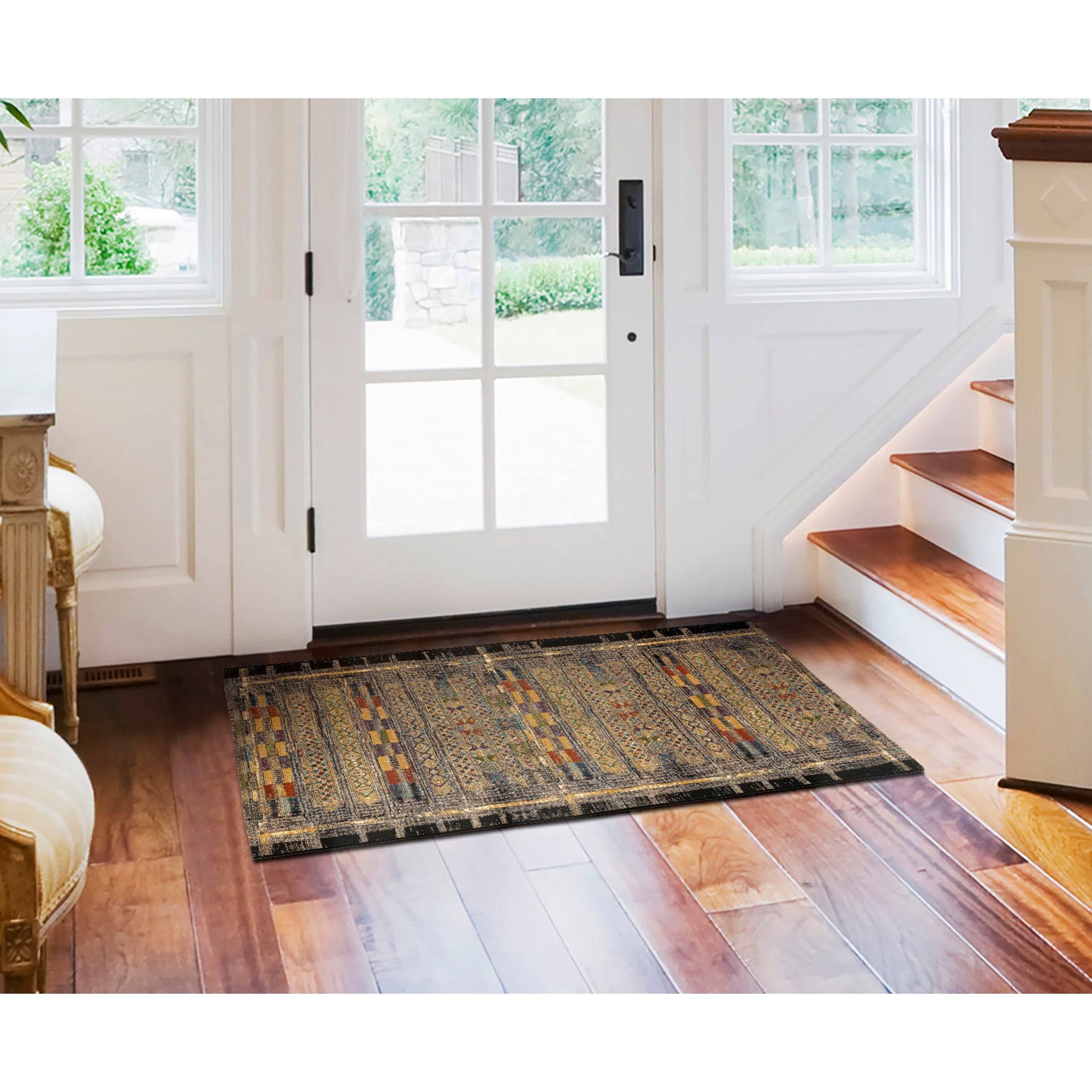 Liora Manne Marina Tribal Stripe Indoor/Outdoor Rug Black 6'6