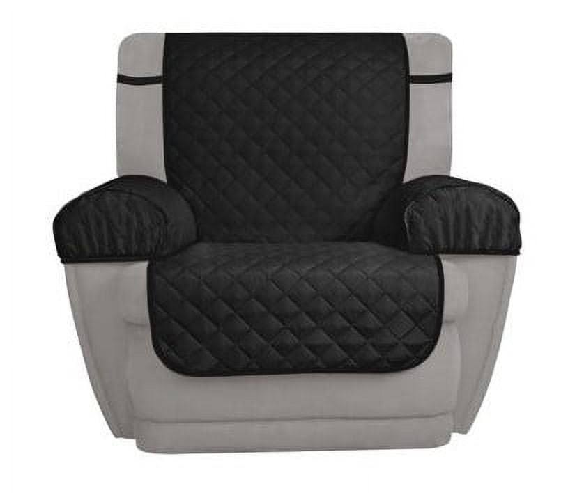 Mainstays 3-Piece Reversible Microfiber Recliner Chair Pet Cover Protector, Black/Gray