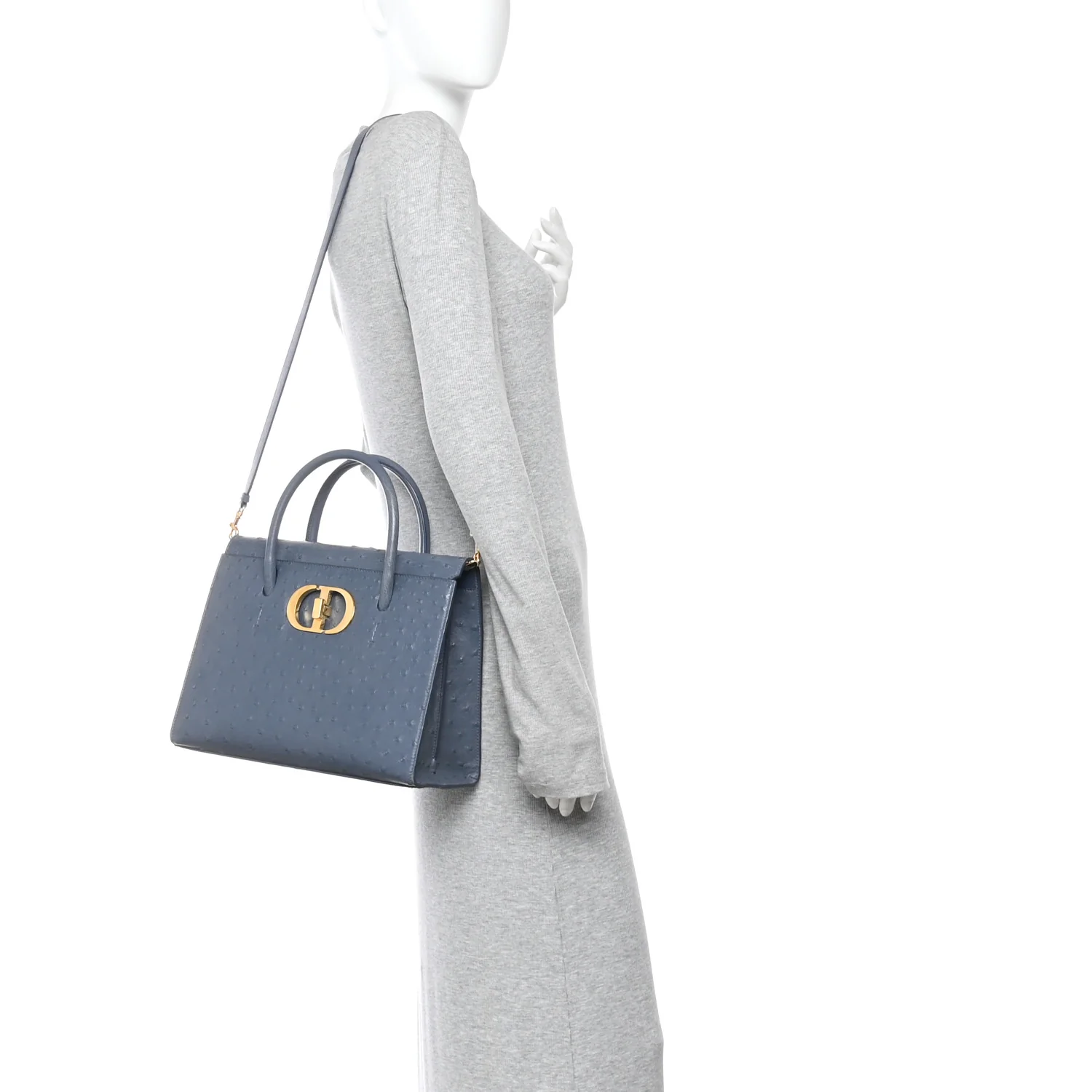 Ostrich Large St. Honore Tote Dark Denim