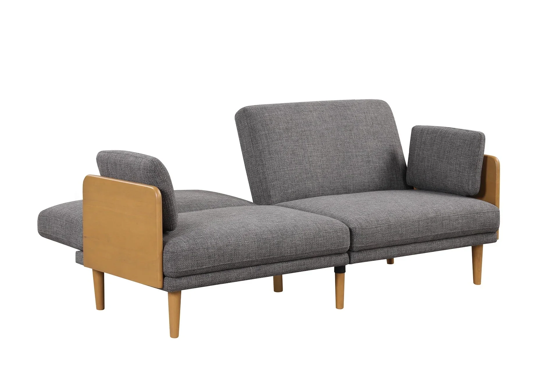 Better Homes & Gardens Futon With Wood Arms, Gray Linen