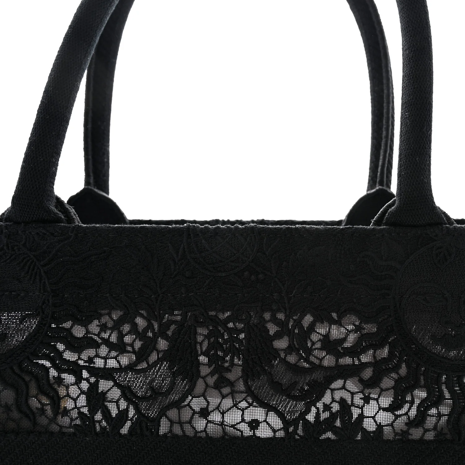 Embroidered 3D Macrame D-Lace Sun Medium Book Tote Black