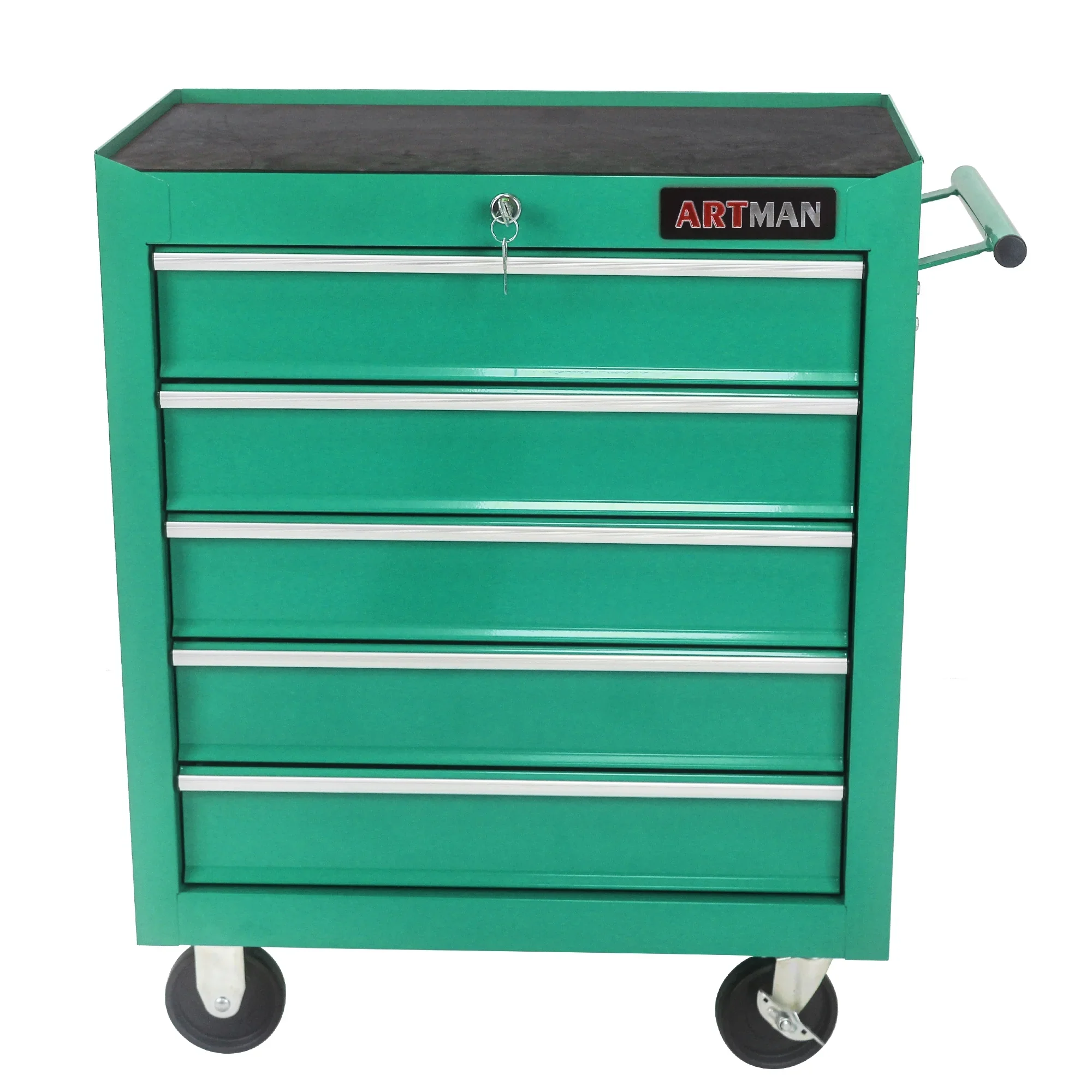 Lisonu 5-Drawer Rolling Tool Chest, Mobile Tool Storage Cabinet with Locking System & Wheels, Heavy-Duty Steel Organizer for Garage and Workshop, Green