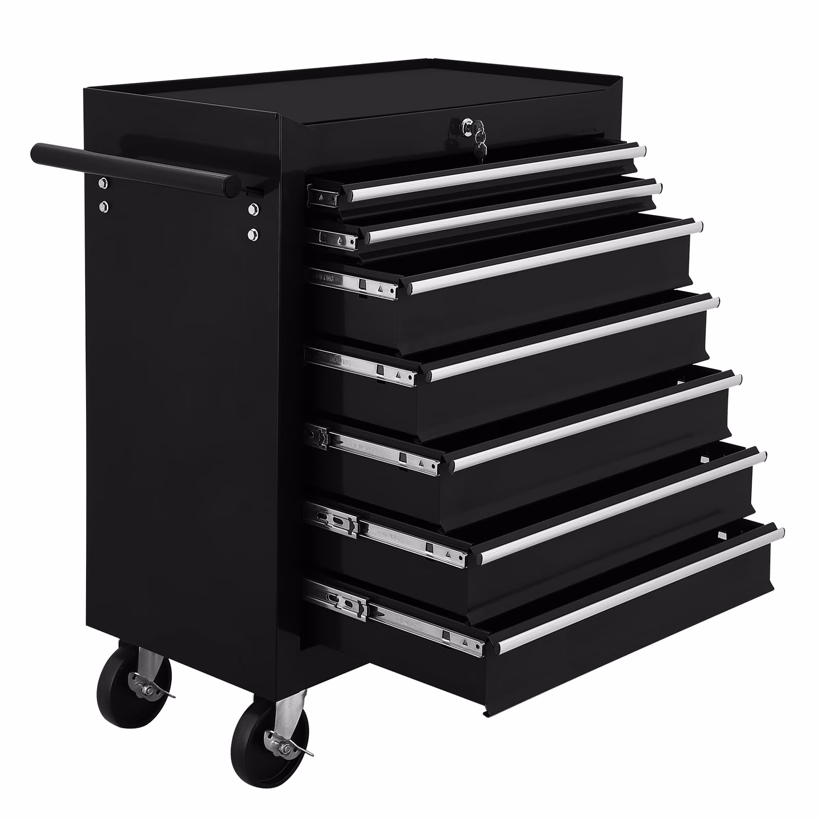 Tool Cart With Drawers,7 Drawers Locking Rolling Tool Chest with Wheels,Mechanic Tool Cabinets for Garage,Large Black Tool Box for Warehouse,Repair Shop