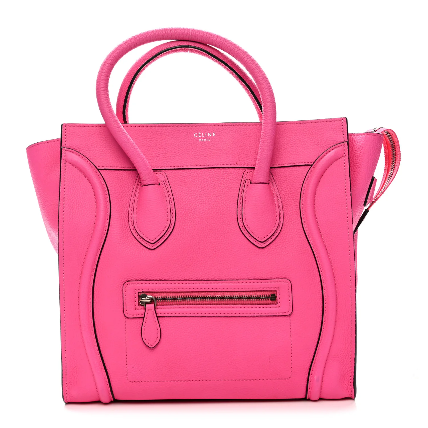 Drummed Calfskin Mini Luggage Fluo Pink