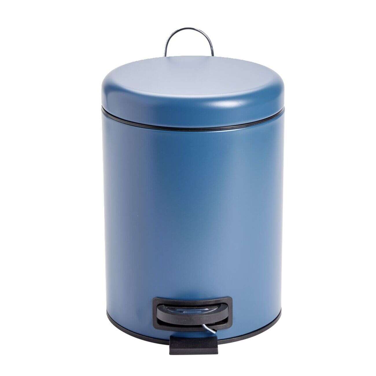 Poubelle à pédale salle de bain métal bleu 5L Ø20,5xH27,5cm