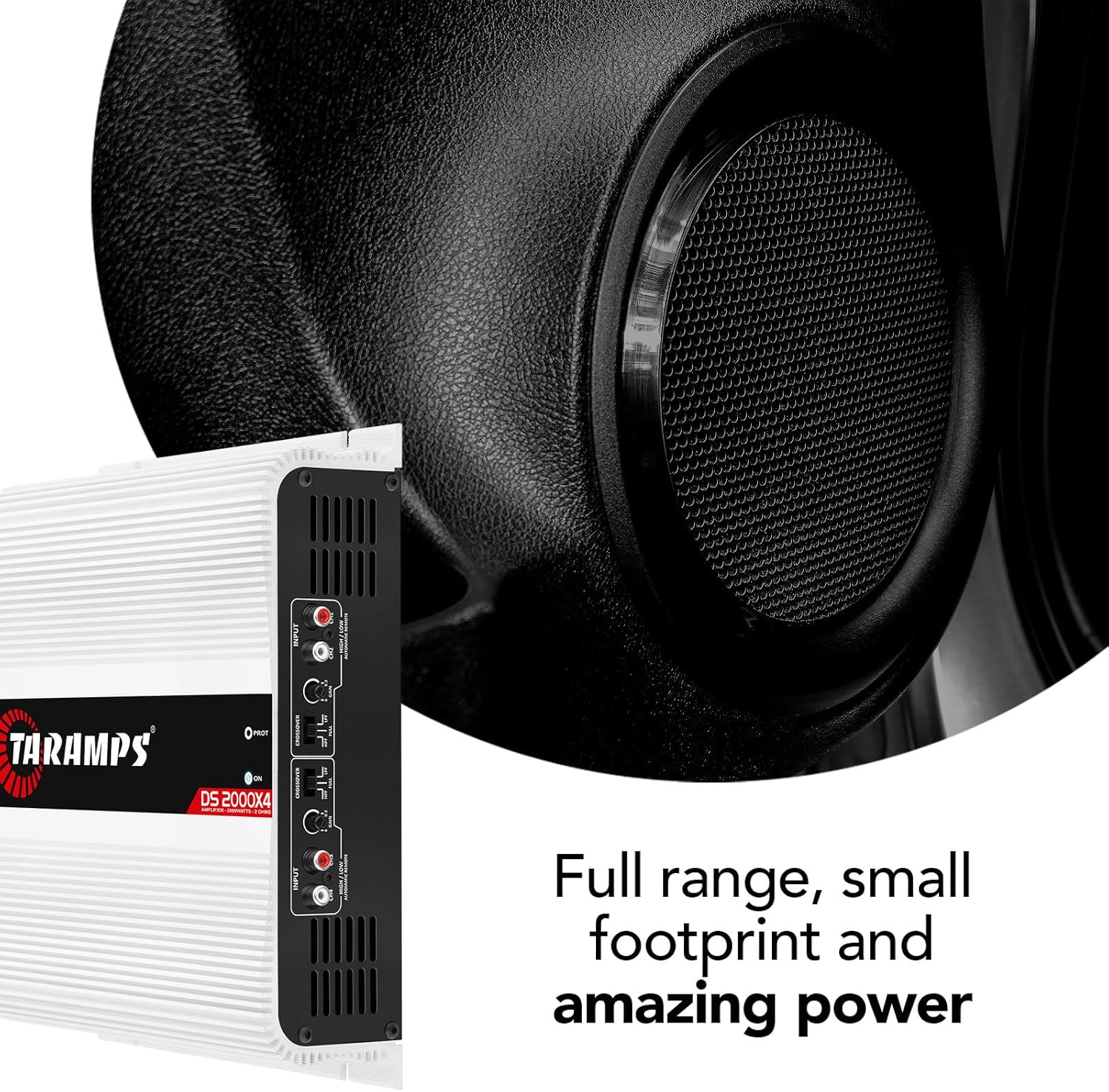 Taramp's DS 2000x4 2 Ohms 2000 Watts RMS 4-Channel 500x4 Watts RMS  Class D Full Range  Crossover High / Low Pass Fixed Bridgedable Car Audio Amplifier