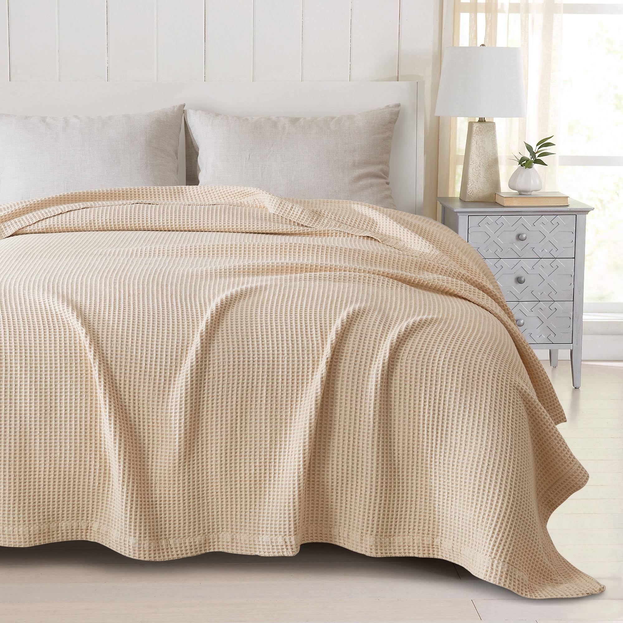 Great Bay Home 100% Cotton Waffle Weave Blanket Full / Queen Taupe