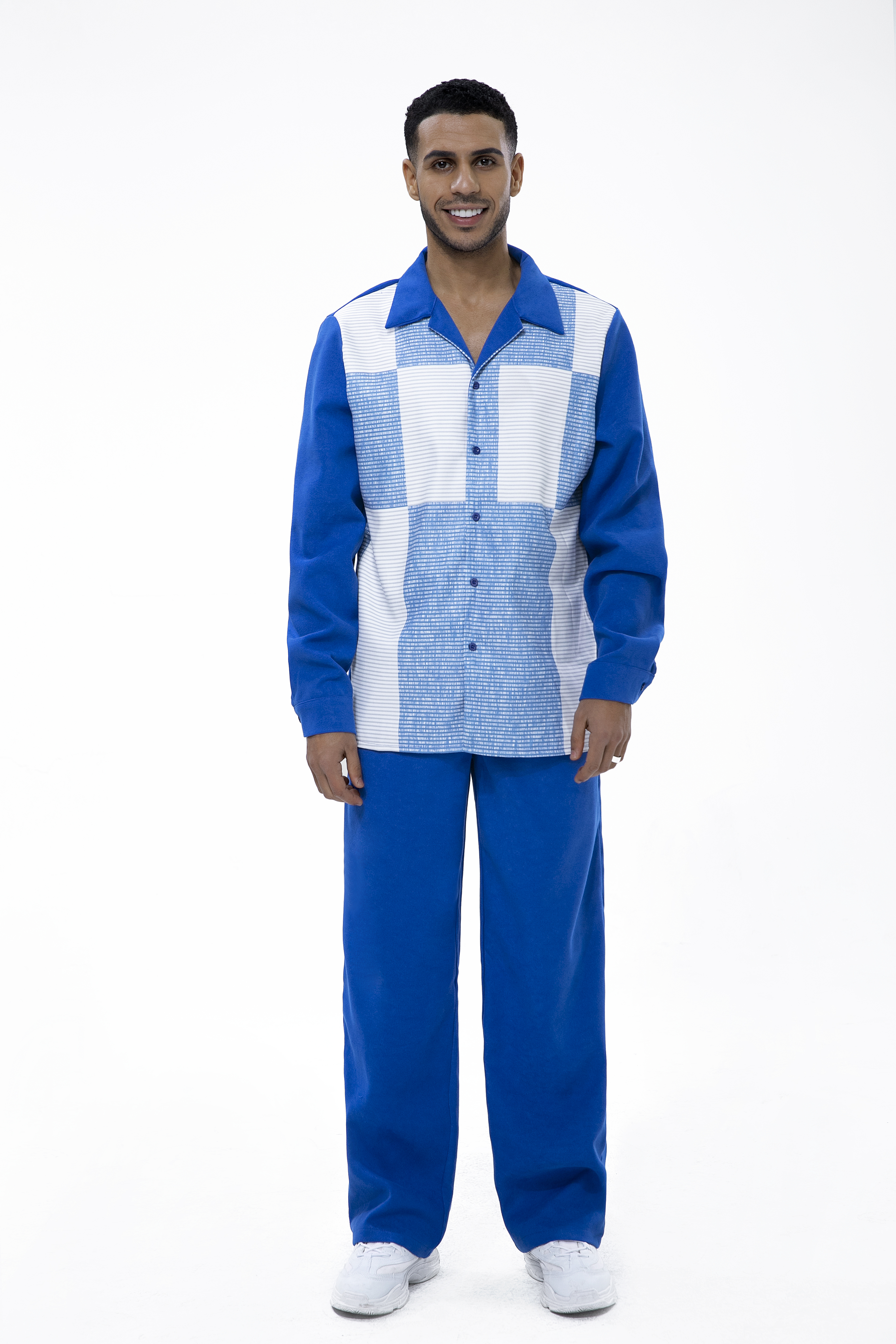 Ensemble de marche deux pièces Suitmens, pantalon à manches longues, daim bleu