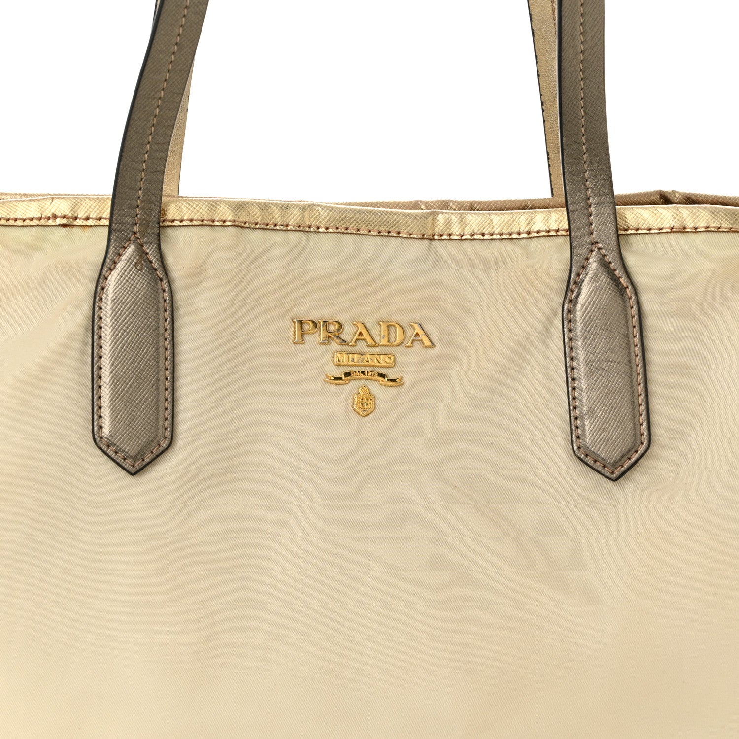 Tessuto Nylon Saffiano Shopping Tote White