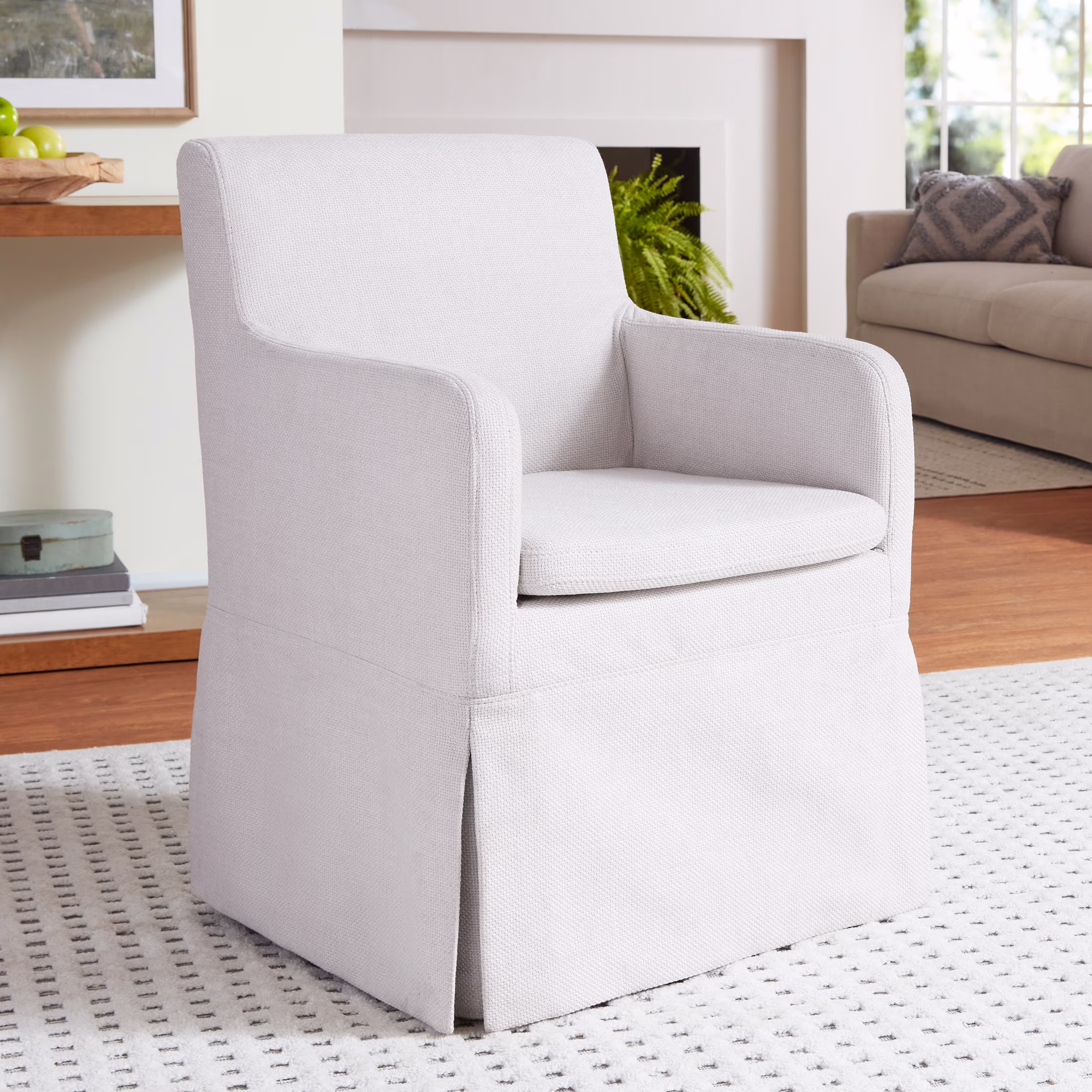 My Texas House Wren Slipcover Dining Chair with Rolling Caster Wheels, Cream