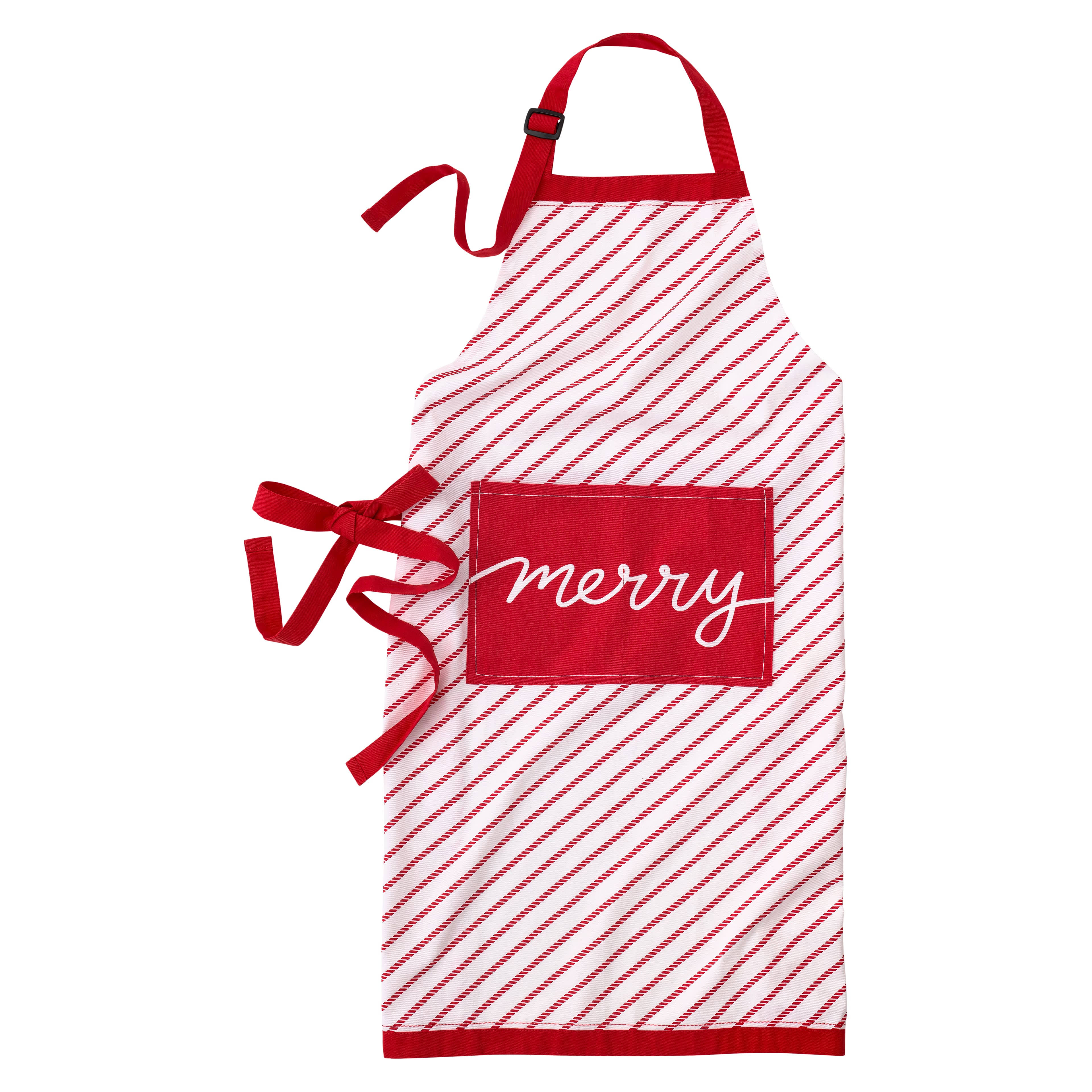 Merry Striped Adult Apron by Celebrate It-Christmas Party and Baking, Size: 35�� x 24��