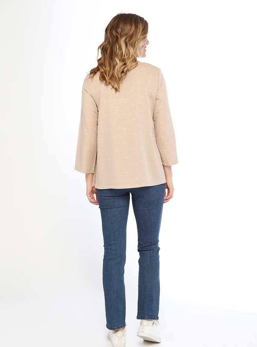 Tunique femme beige forme trapèze en coton