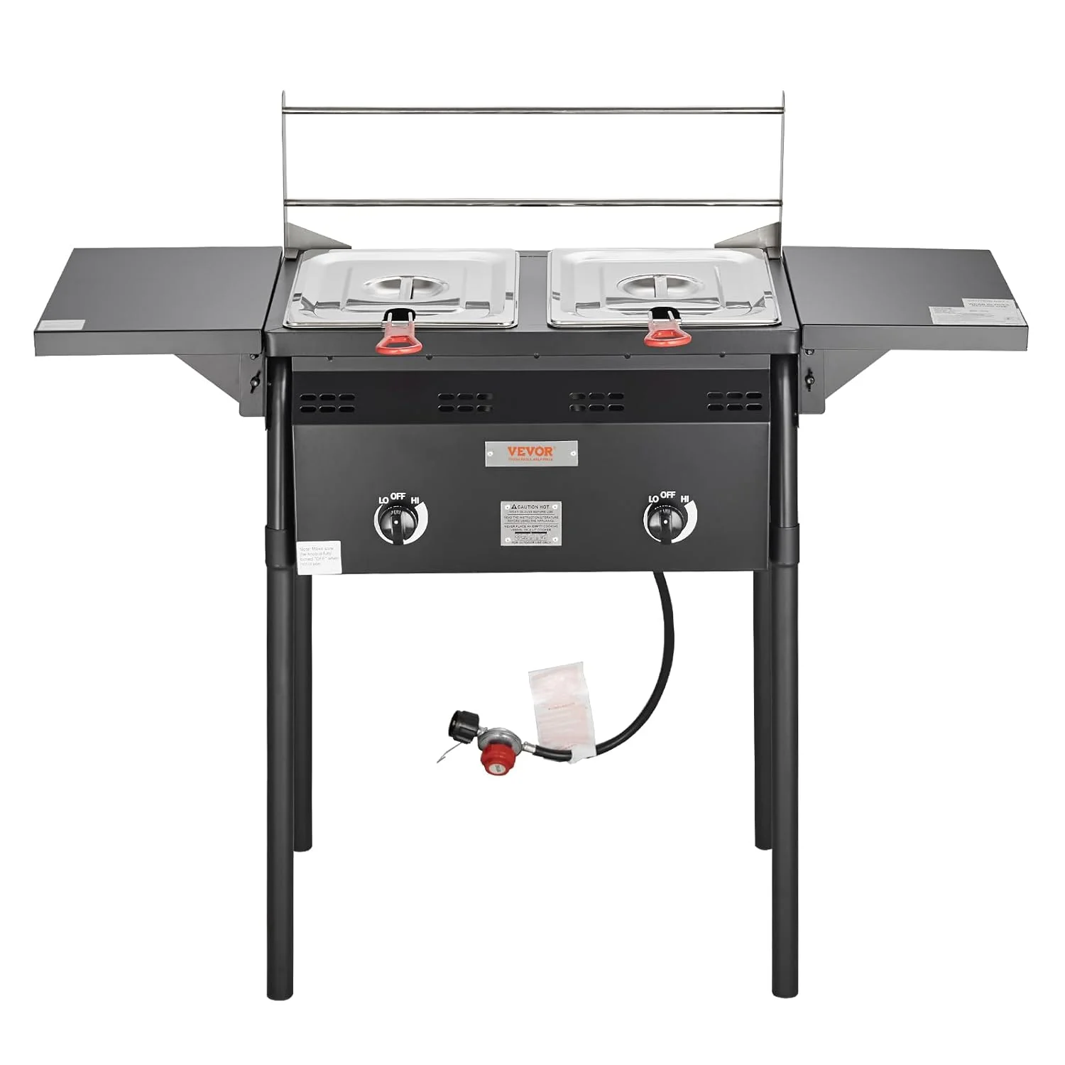 Outdoor Dual Burner Propane Fryer, 16-Gallon Stainless Steel with Basket & Thermometer