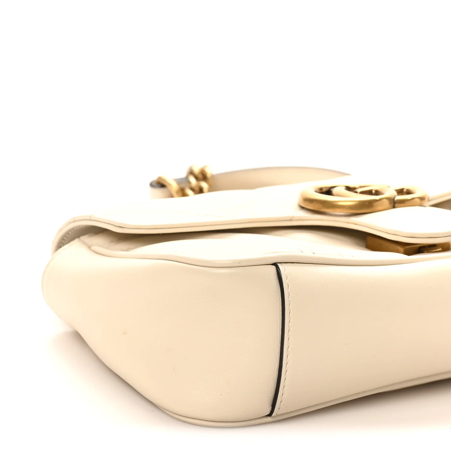 Calfskin Matelasse Mini GG Marmont Shoulder Bag White