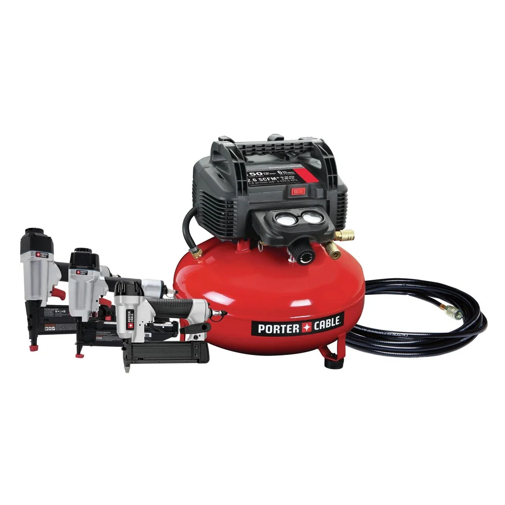 Restored PCFP3KITR 3-Piece Nailer and 0.8 HP 6 Gallon Oil-Free Pancake Air Compressor Combo Kit (Refurbished)