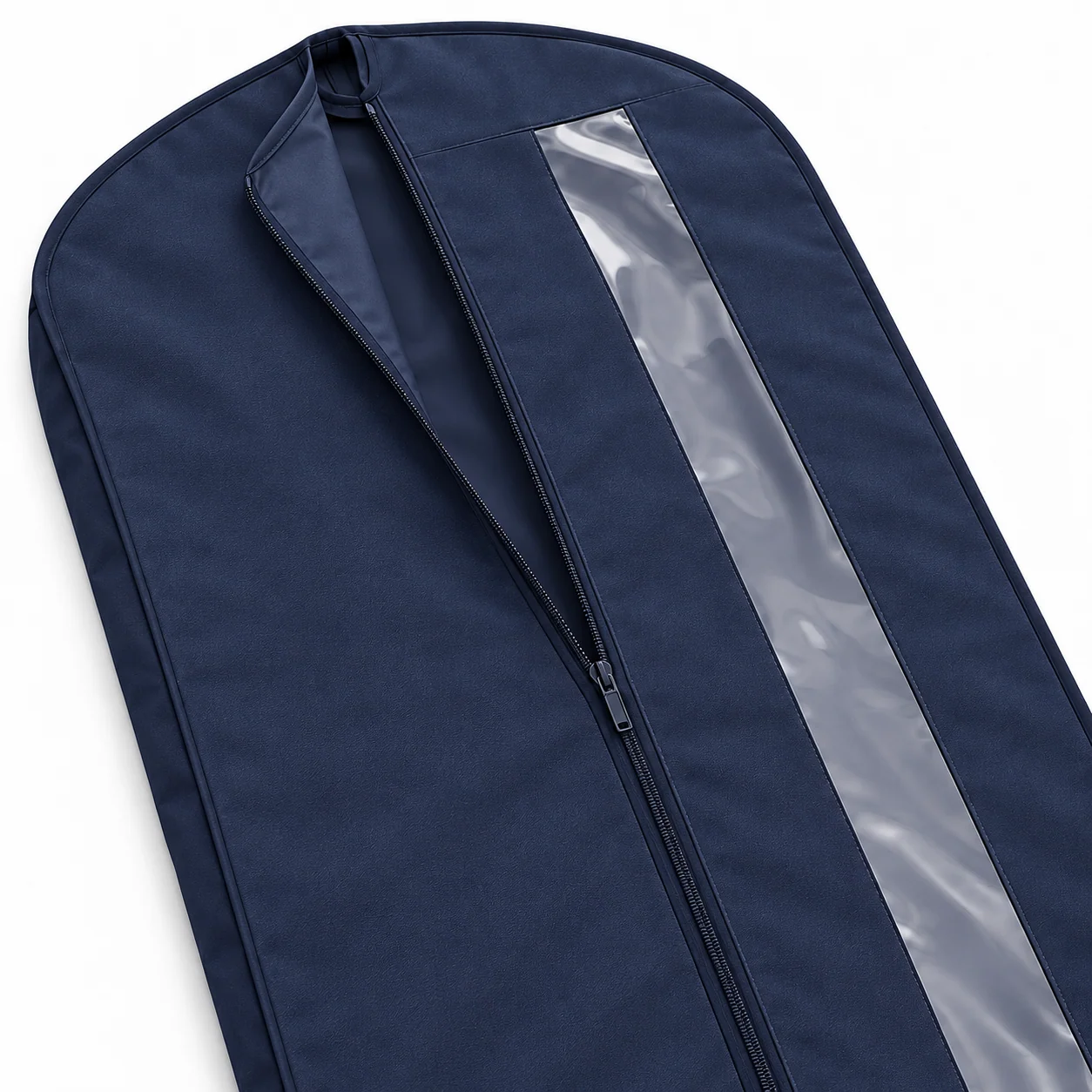 Navy Windowed Garment Cover, Mid Length