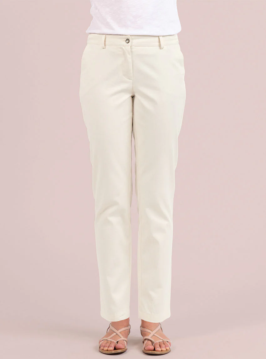 Pantalon chino femme en coton blanc naturel