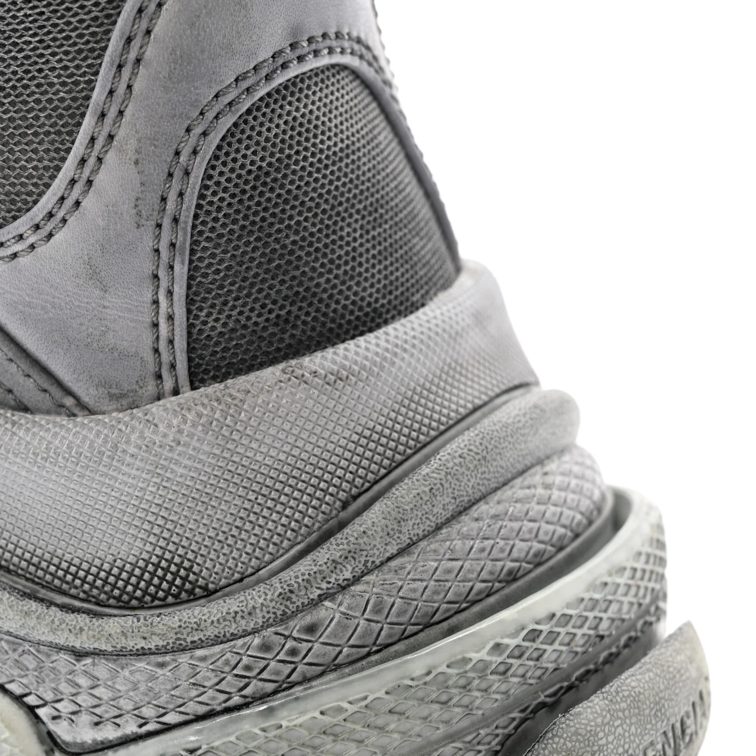 Fabric Mesh Dyed Mens Triple S Sneakers 45 Grey