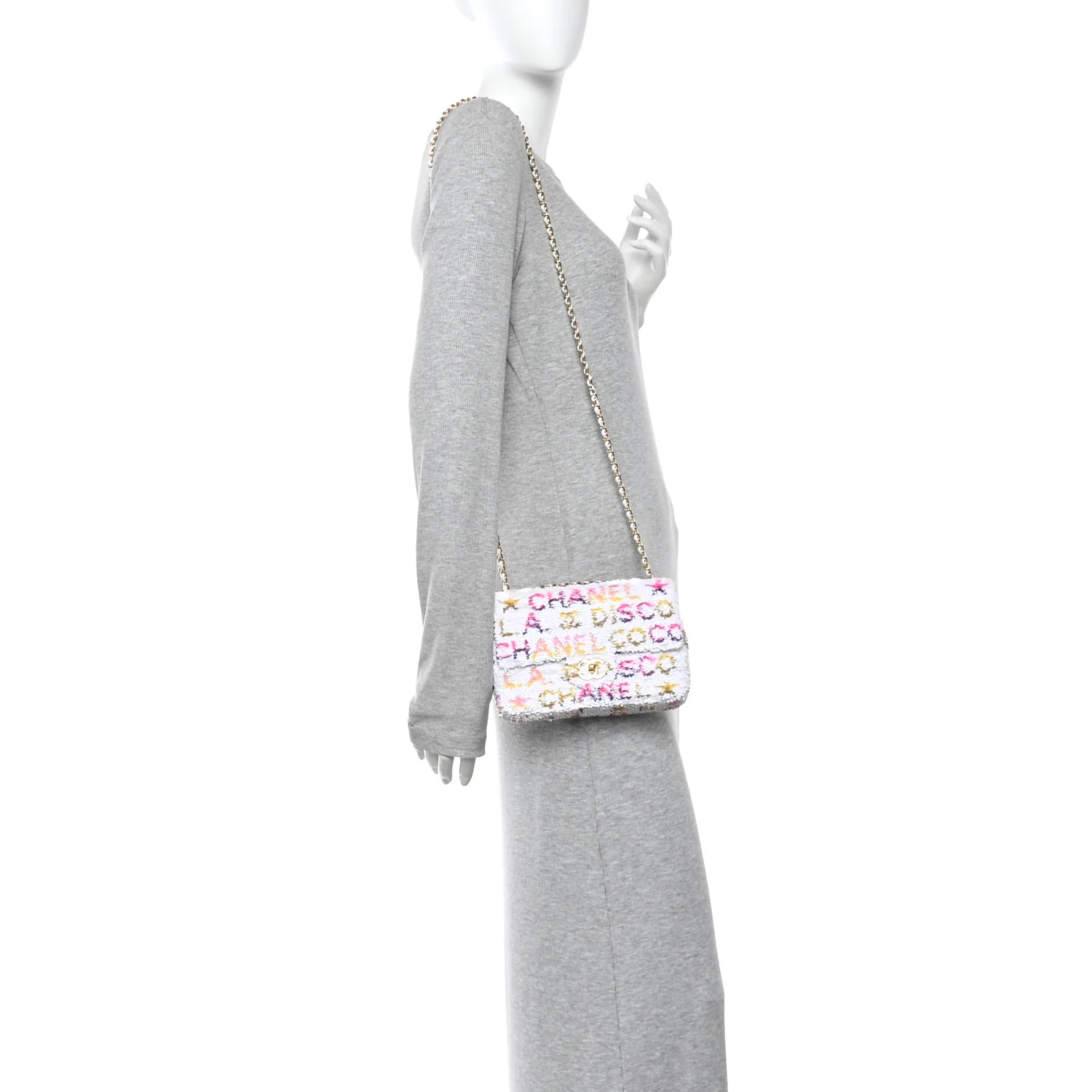 Sequin Logo CC Small Single Flap White Multicolor