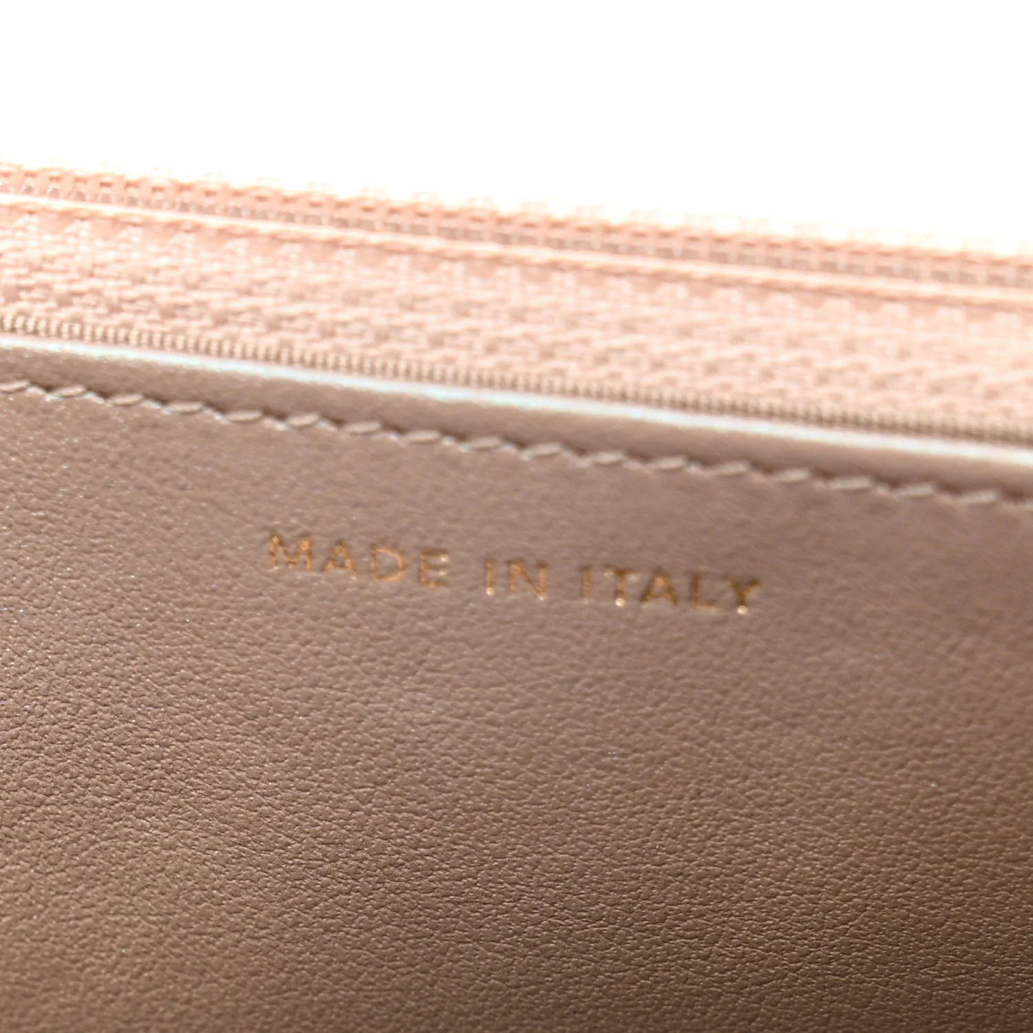 Iridescent Caviar Quilted Wallet on Chain WOC Beige
