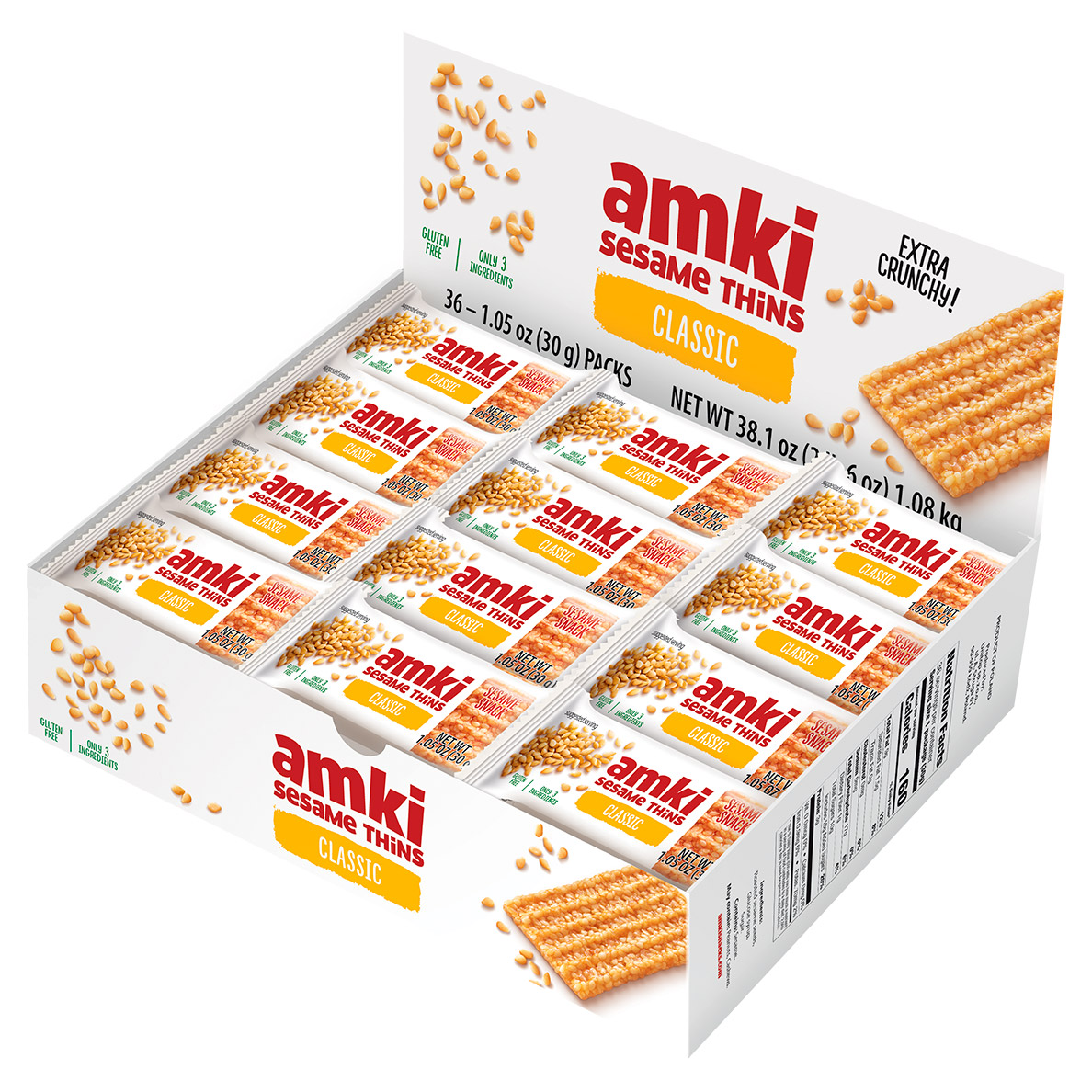 Amki Sesame Thins, 1.25 oz, 36 - Count