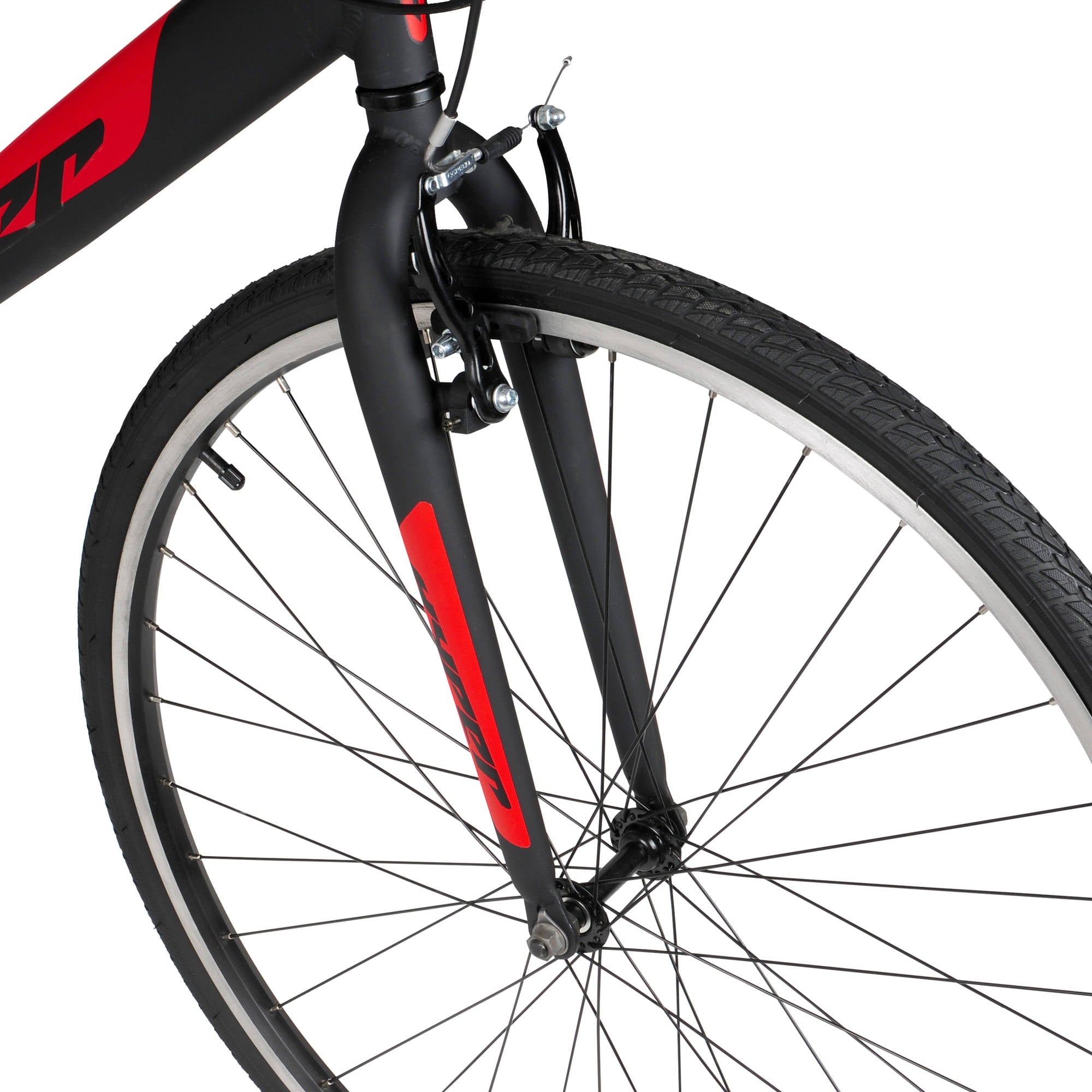 Bicycle 700c Men's Spin fit Hybrid Bike. Black and Red