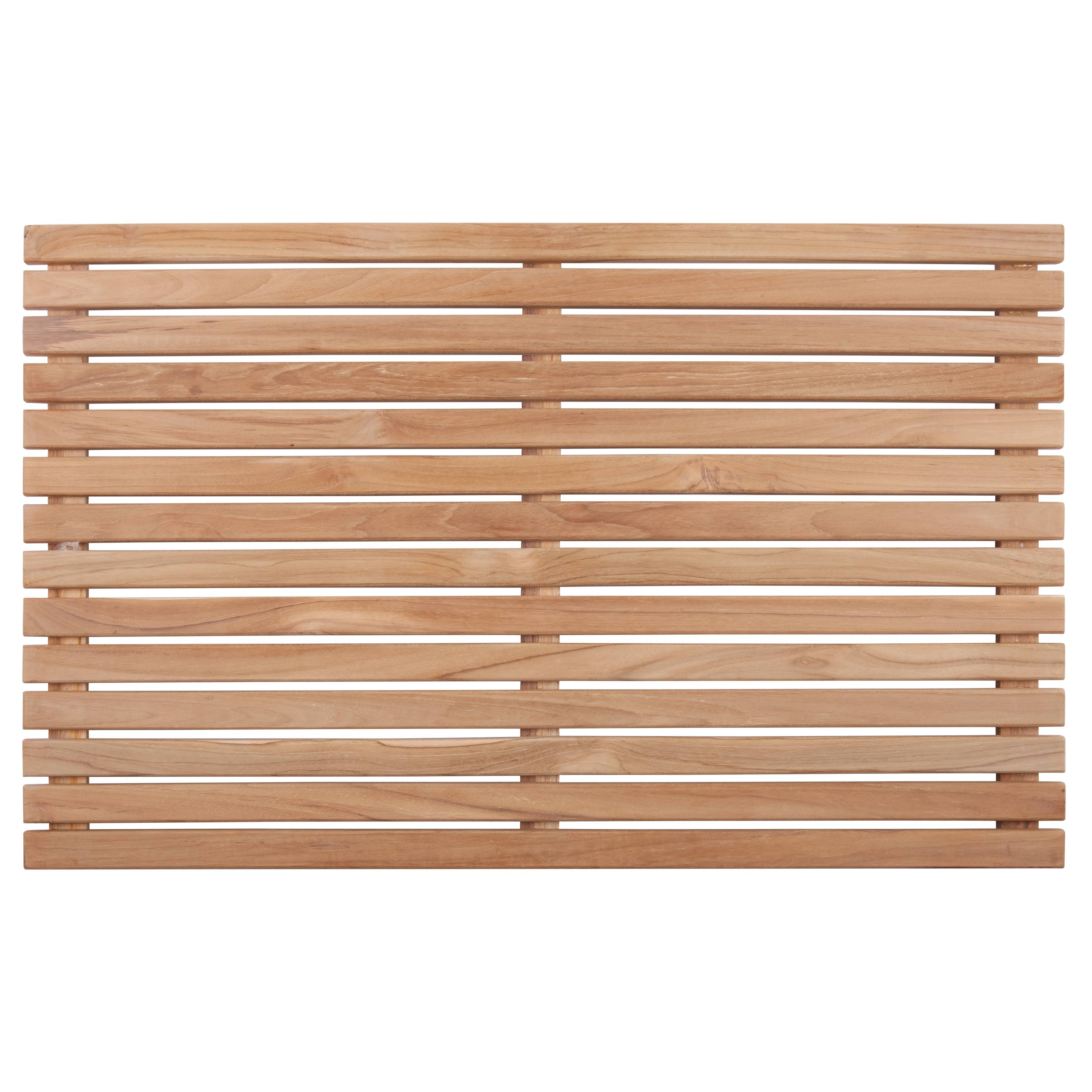 Nordic Style Natural Beige Teak Indoor and Outdoor Shower/Bath Mat 31.4 in. x 19.6 in.