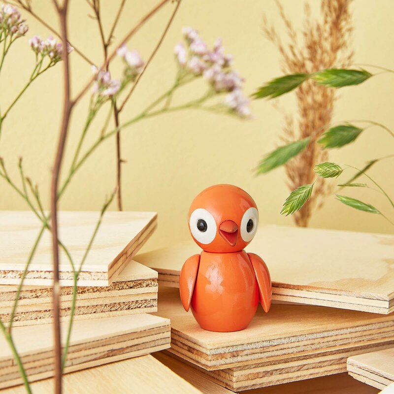 Spring Birds trefigur 6,5 cm optimistic orange