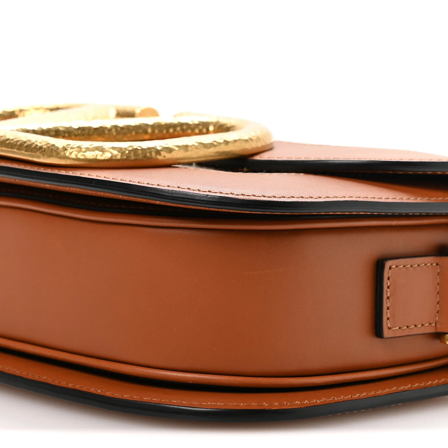 Calfskin Linen Supervee Crossbody Bag Saddle Brown Natural