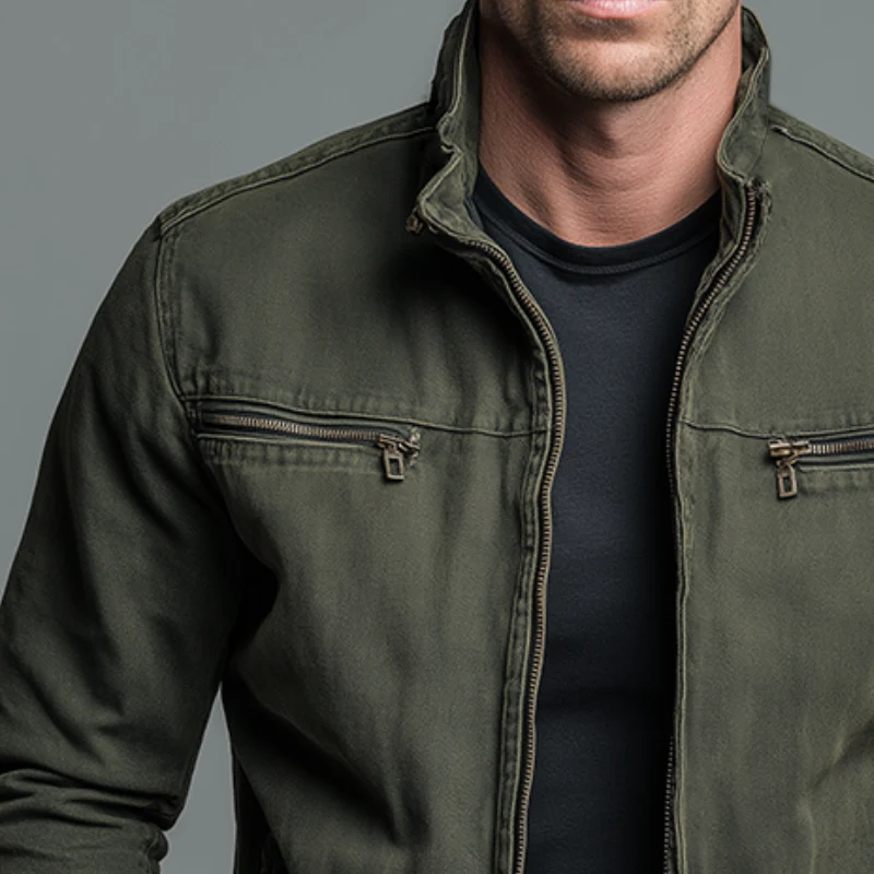 LOUIS | Veste en coton vintage à fermeture zippée