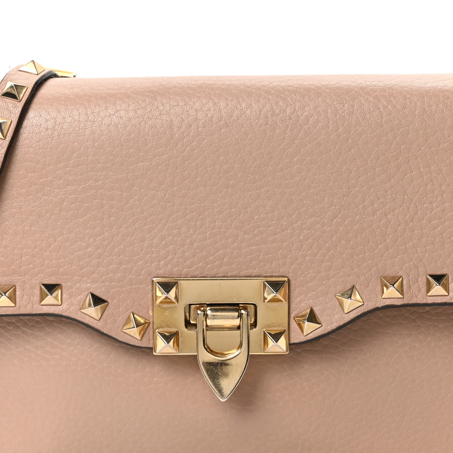 Pebbled Calfskin Medium Rockstud Flip Lock Crossbody Bag Skin Sorbet