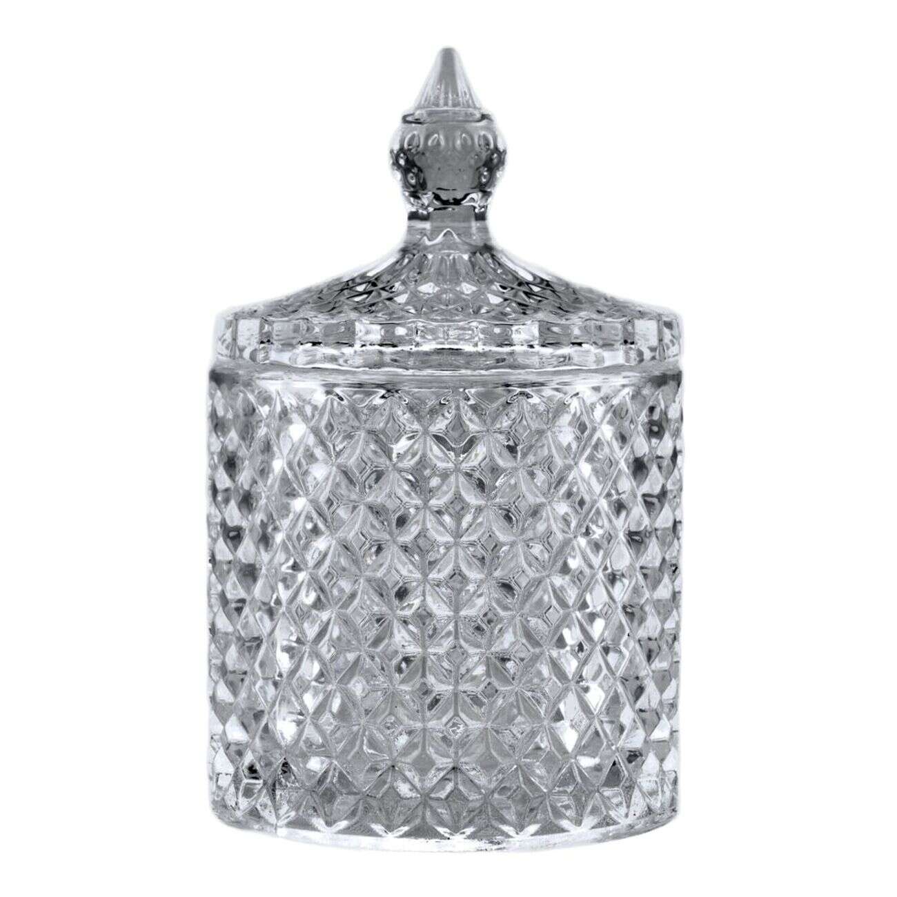 Bonbonnière en verre avec couvercle design forme diamant Ø7xH11cm