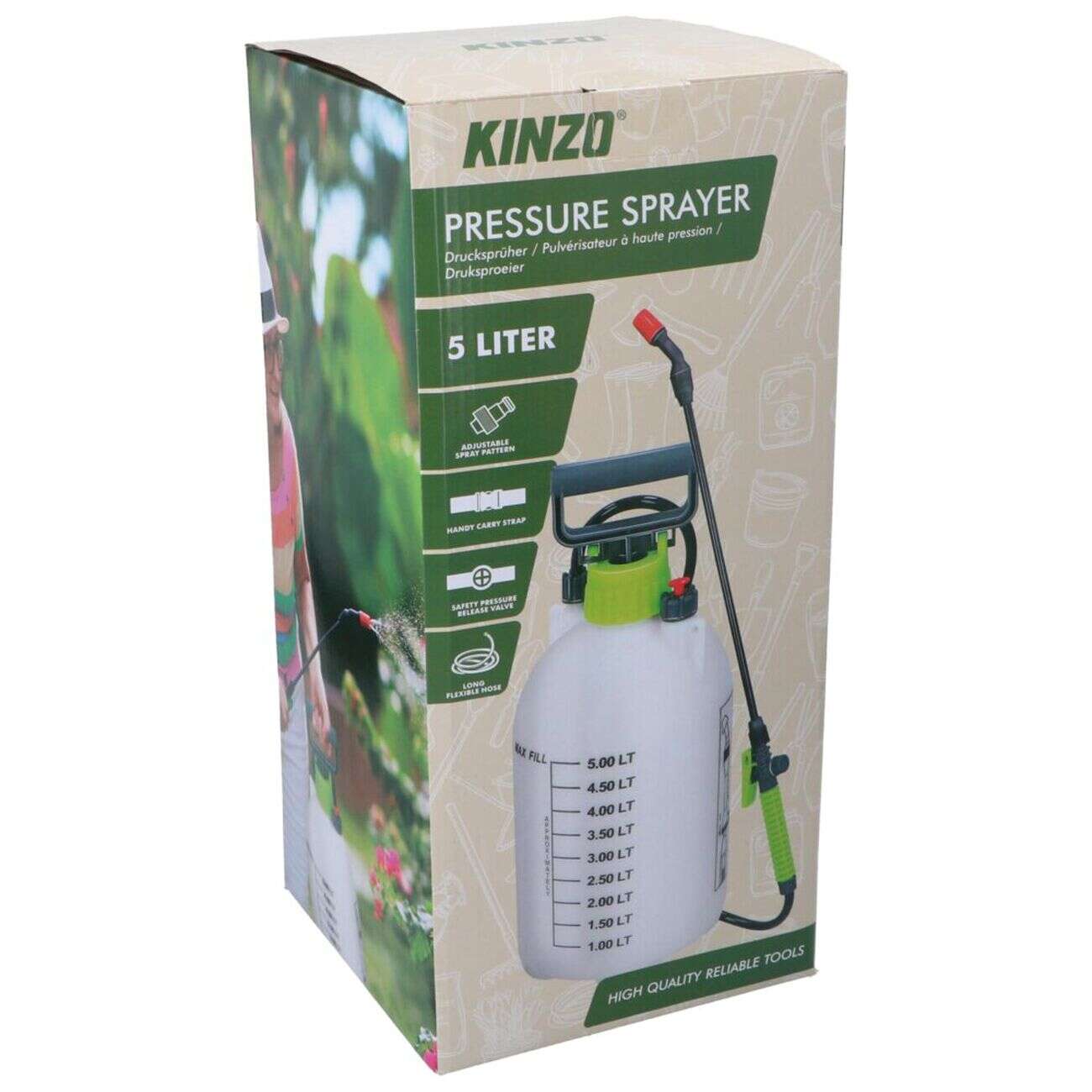 Pulvérisateur à pompe haute pression 5L plastique blanc Ø18,5x40,5cm