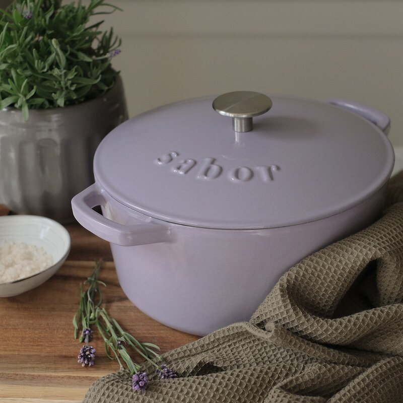 Støpejernsgryte 24 cm 4,4L lavendel