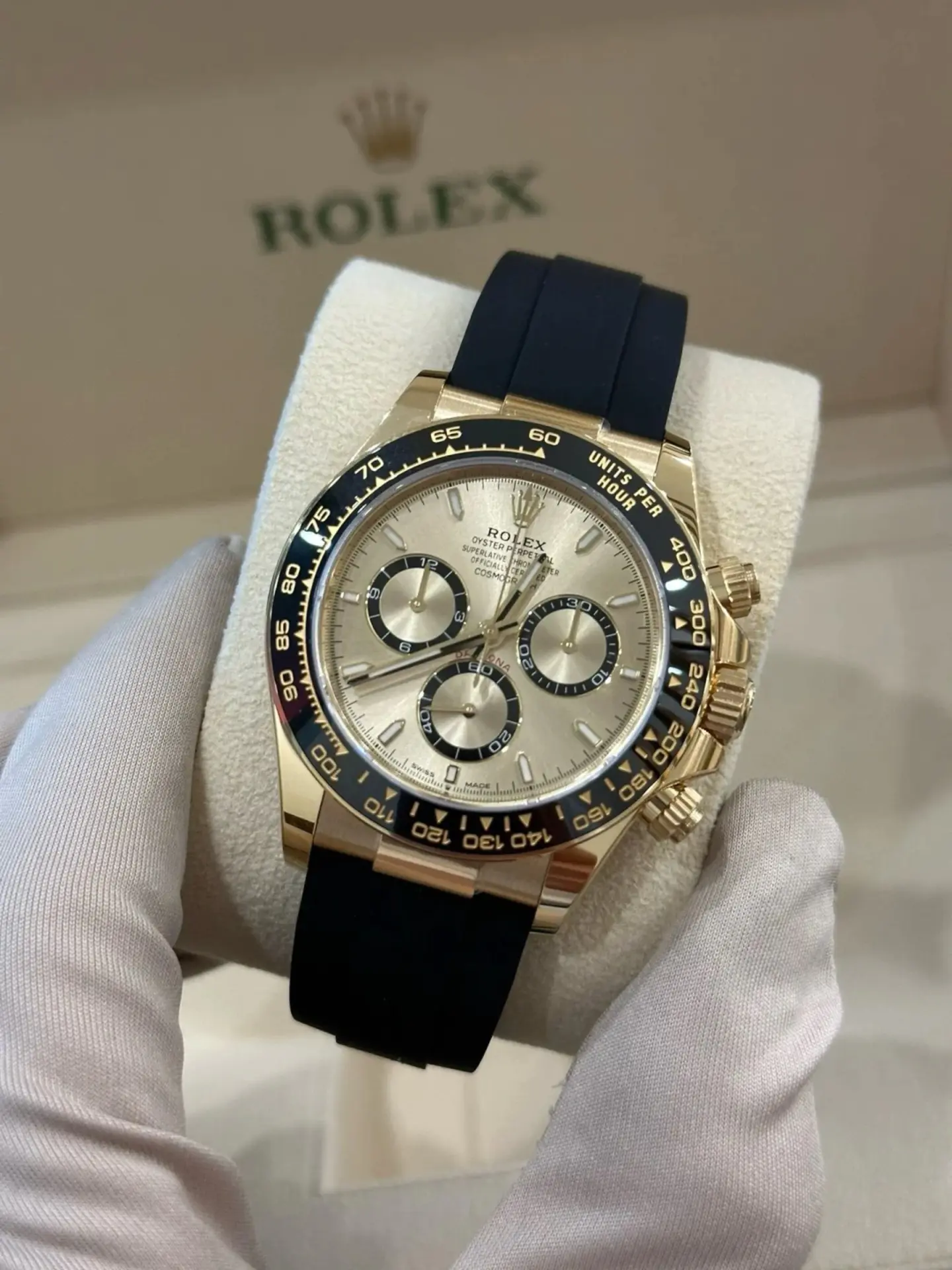 [Super Clone]Rolex Daytona Yellow Gold/ Ceramic / Black /Oysterfex m126518LN-0010