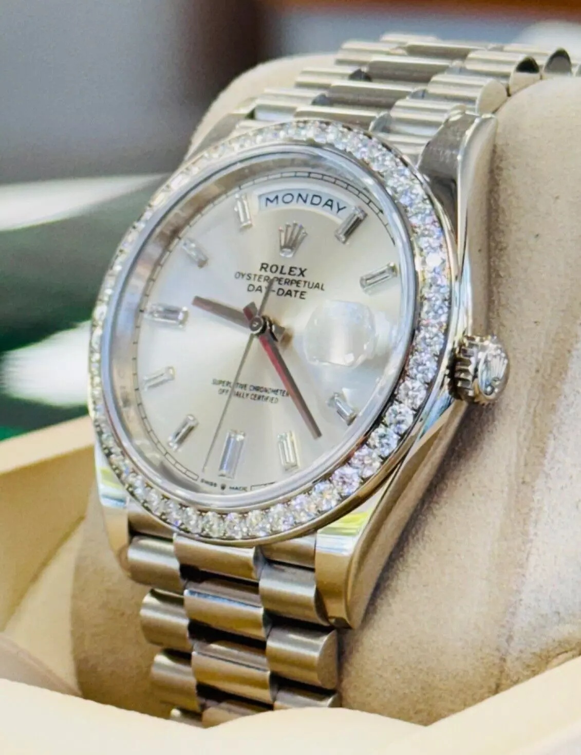 [Super Clone]RLX Day-Date 40mm 228349RBR-0001 Silver Dial President Bracelet