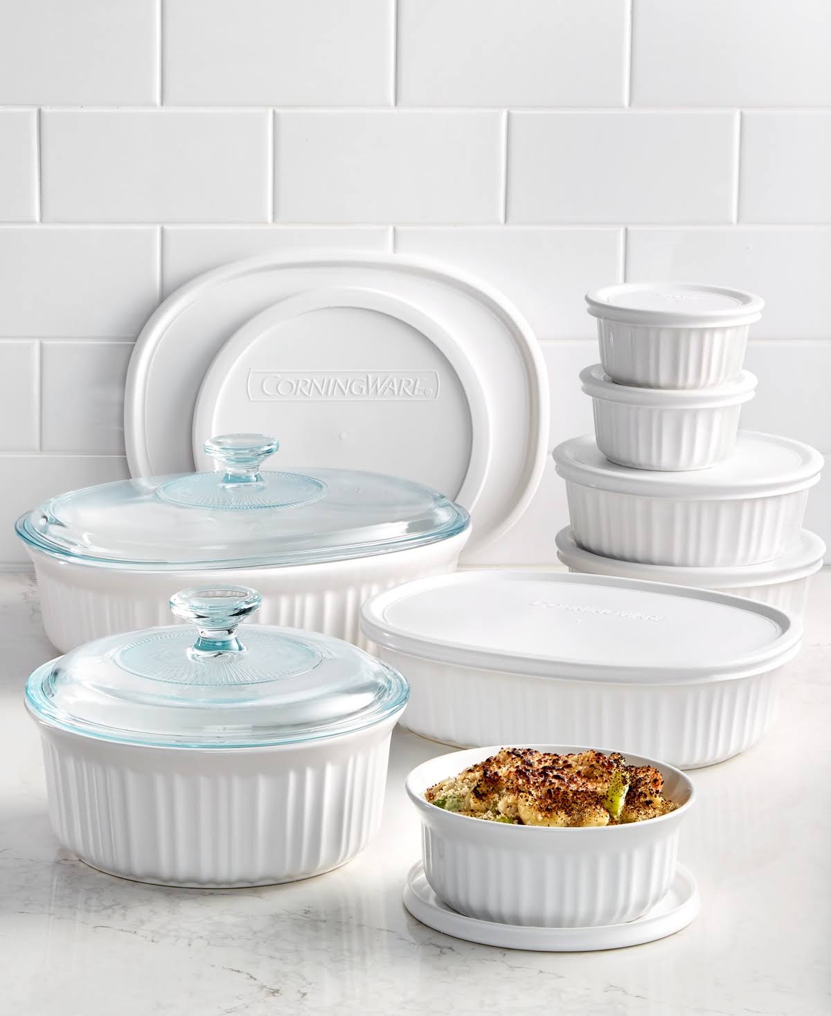 CorningWare Bakeware, French White - 18 pieces