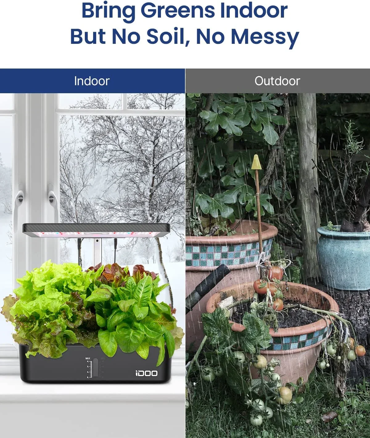 iDOO 12Pods Indoor Herb Garden Kit, Hydroponics Growing System with LED Grow Light
